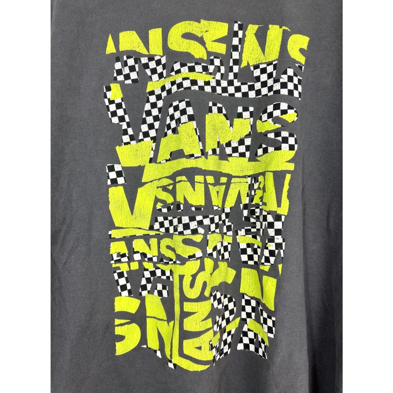 Vans Vanns Mens Large Short Sleeve T Shirt Gray Green Checkered Holes Size US L / EU 52-54 / 3 - 2 Thumbnail