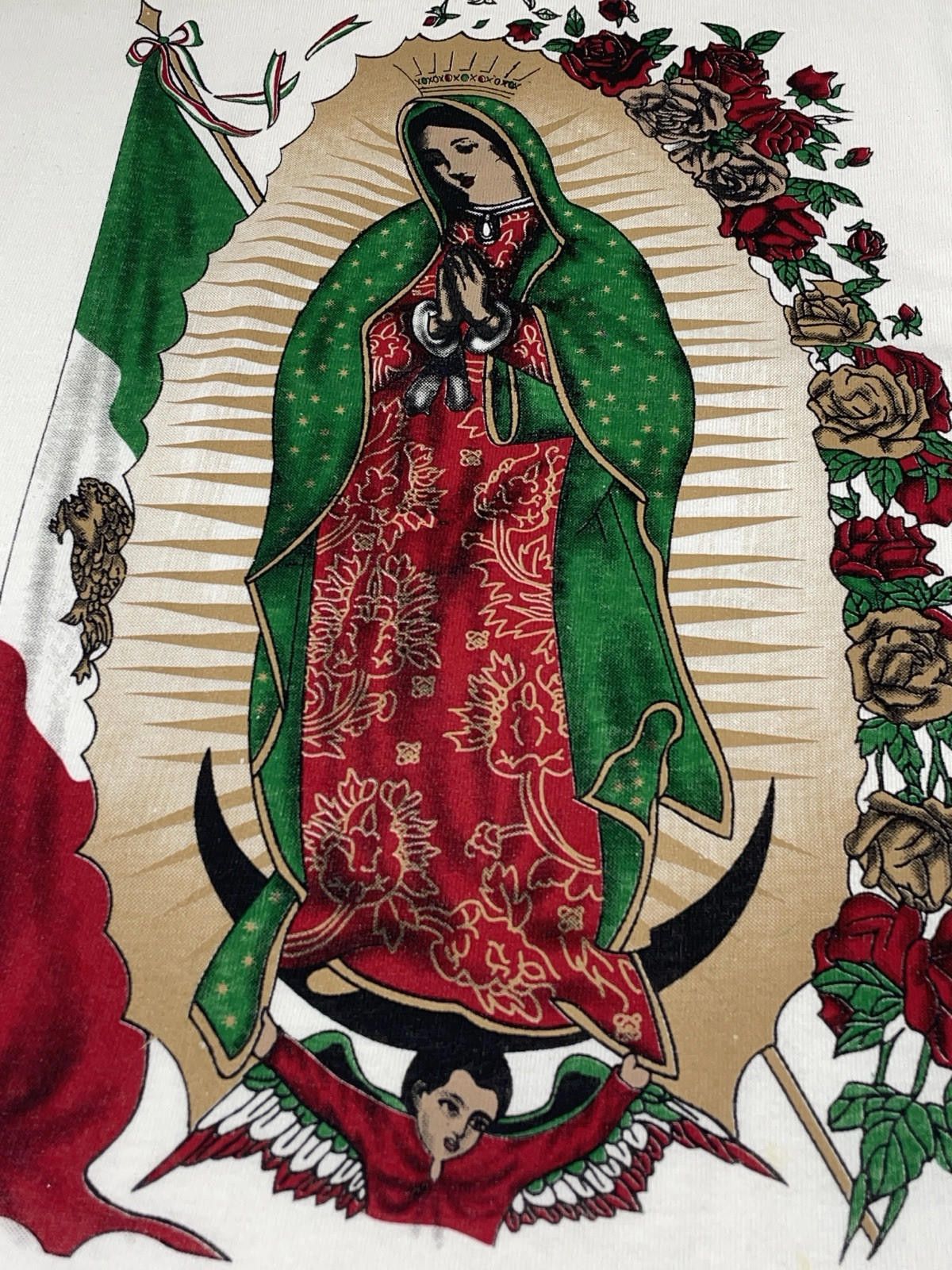 Hanes Vintage 90s Gonzales Chicano Art T Shirt Mexican Virgin De Size US L / EU 52-54 / 3 - 2 Thumbnail