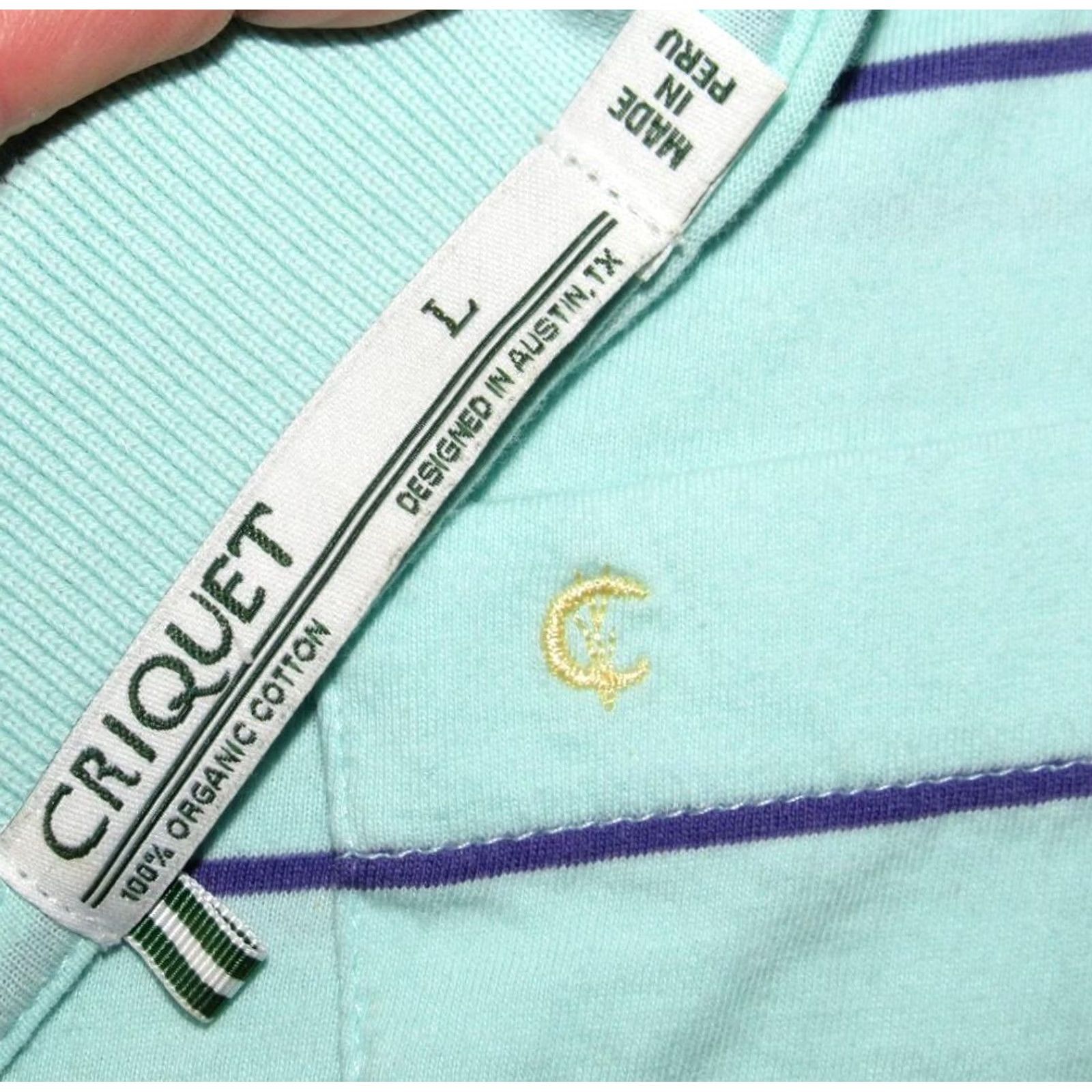 Vintage CRIQUET Polo Shirt Blue Purple Striped Short Sleeve Cotton Large L Mens Shirt Size US L / EU 52-54 / 3 - 3 Thumbnail
