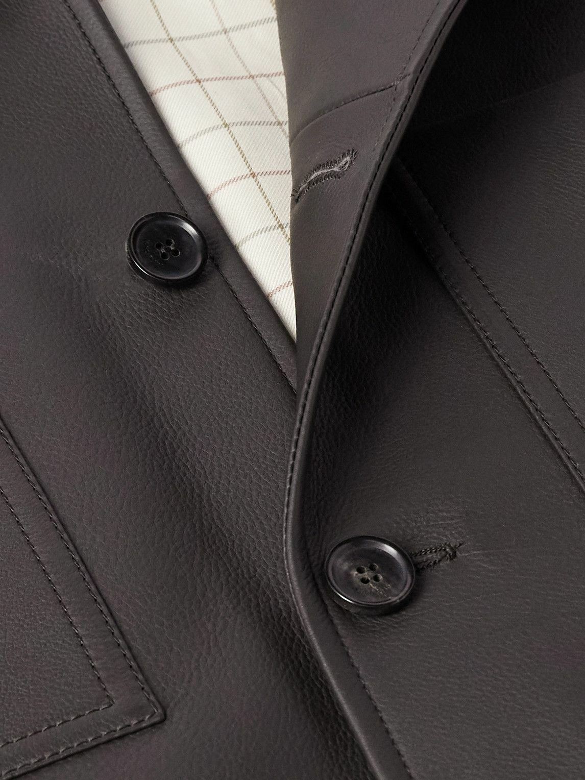 Loro Piana o1w1db10226 FAP2182 Evandro Leather Overshirt in Brown Size US L / EU 52-54 / 3 - 4 Thumbnail