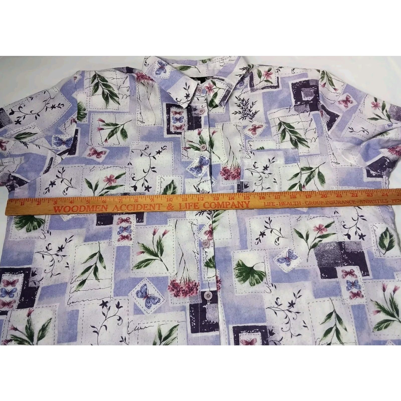 CO VINTAGE Top & Co Blouse XL Purple Lavender Floral Butterfly Nature Shirt Size XL / US 12-14 / IT 48-50 - 3 Thumbnail
