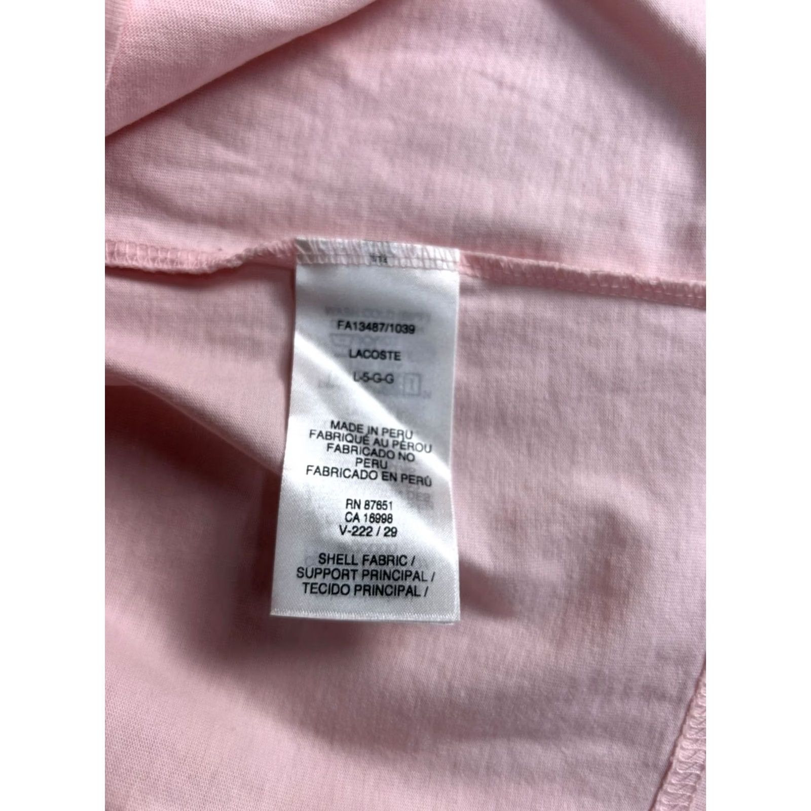 Lacoste Lacoste Mens Pink Classic Fit Crew Neck Short Sleeve T-Shirt Large Cotton NWOT Size US L / EU 52-54 / 3 - 5 Thumbnail
