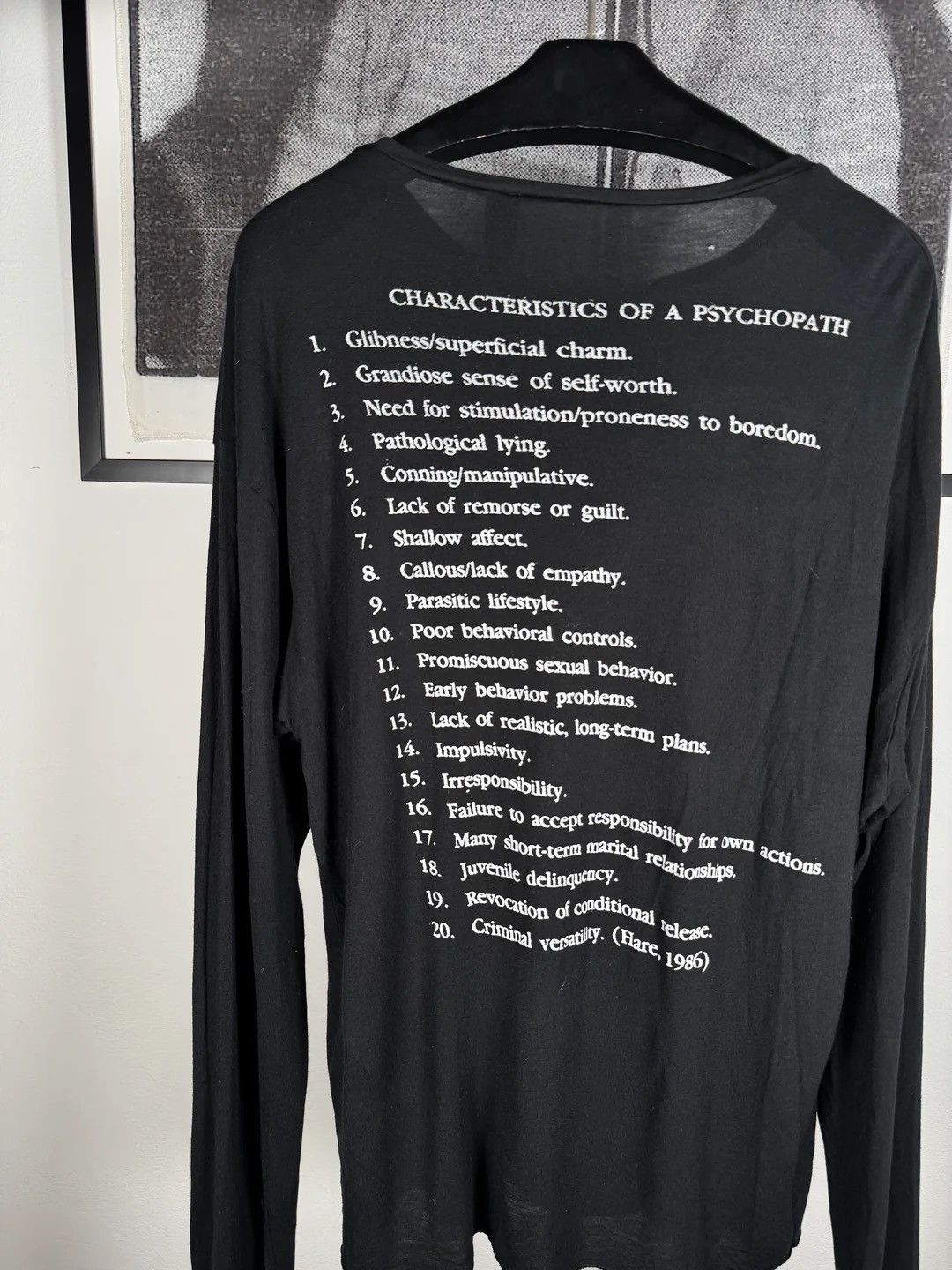 🚭 GRAIL 🚭 CHARACTERISTICS OF A PSYCHOPATH CASHMERE SHIRT