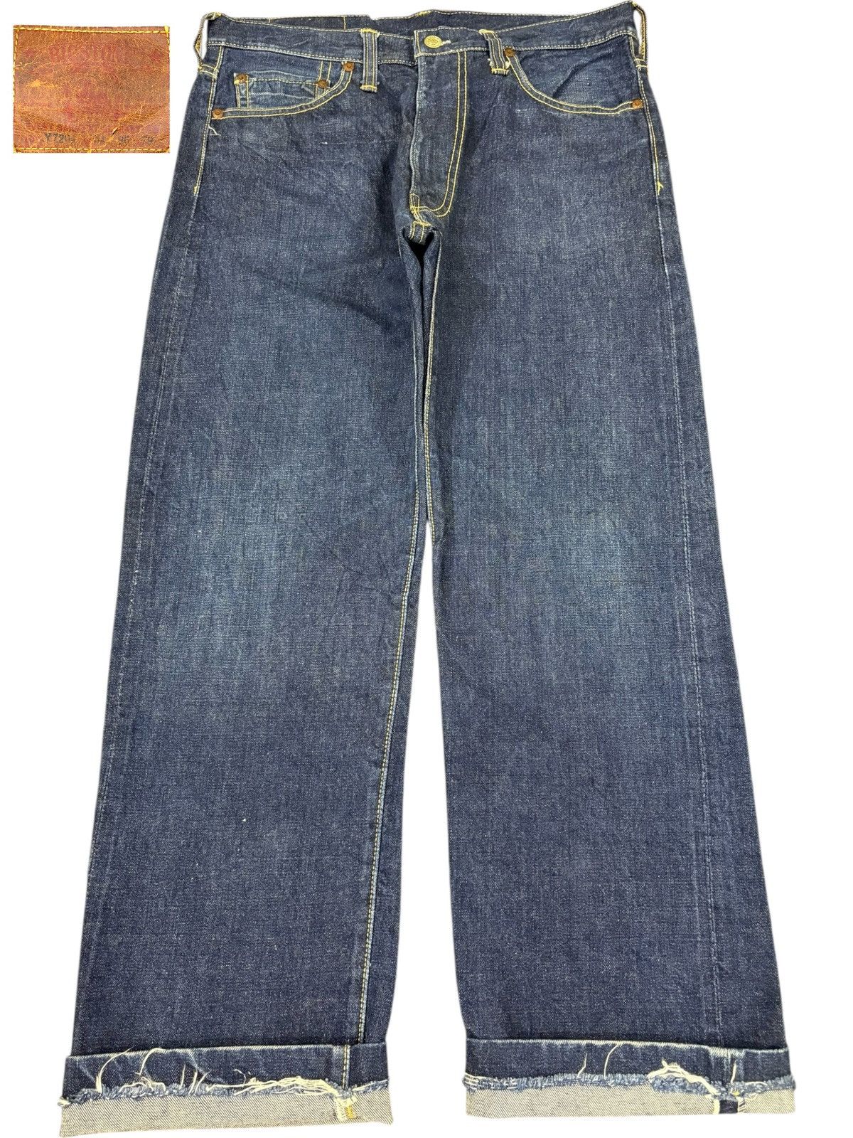 Japanese Brand Vintage Bigstone Baggy Raw Denim Selvedge Jeans Size US 33 - 1 Thumbnail