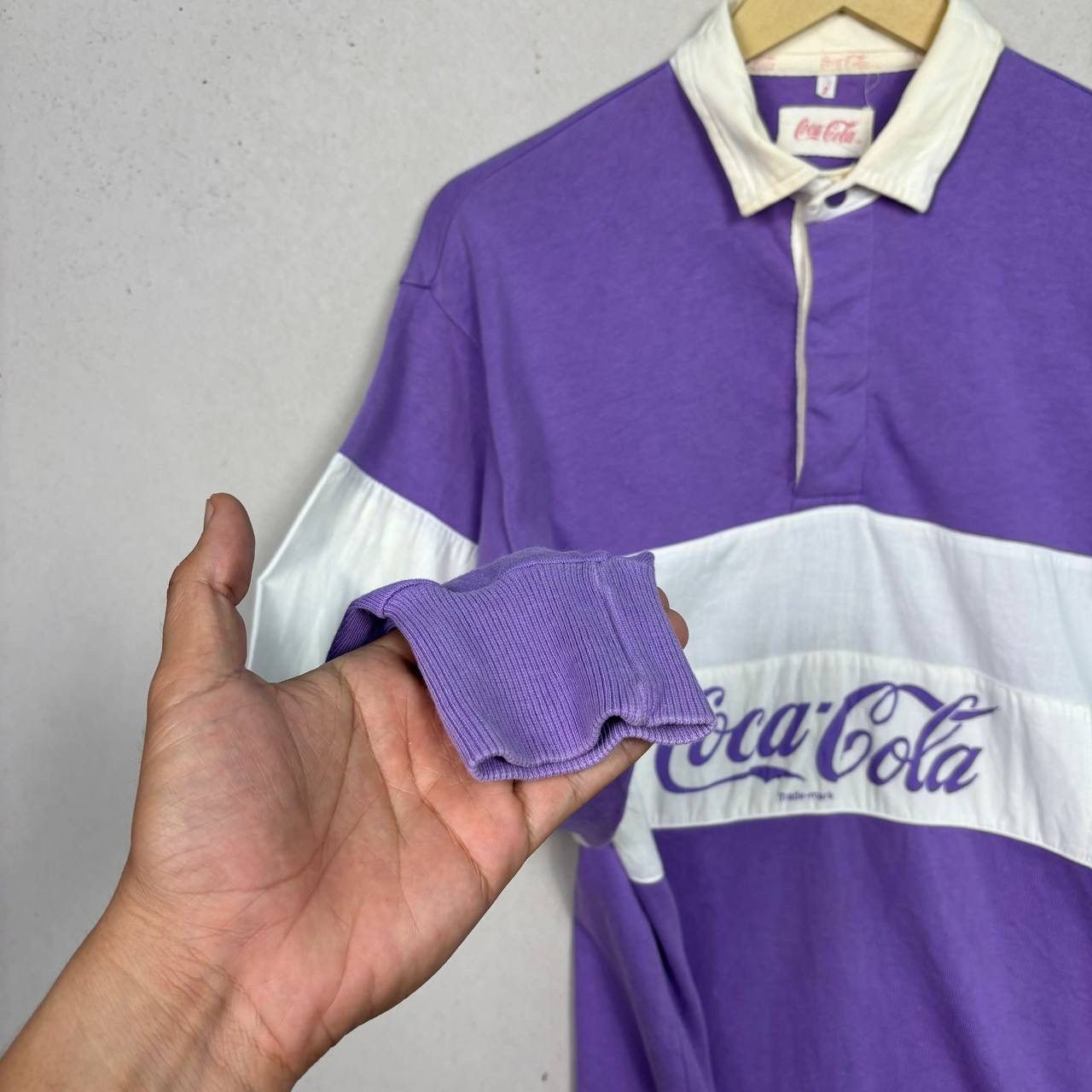 Coca Cola Vintage 90s Coca Cola Purple White Rugby Polo Shirt M Size US M / EU 48-50 / 2 - 4 Thumbnail