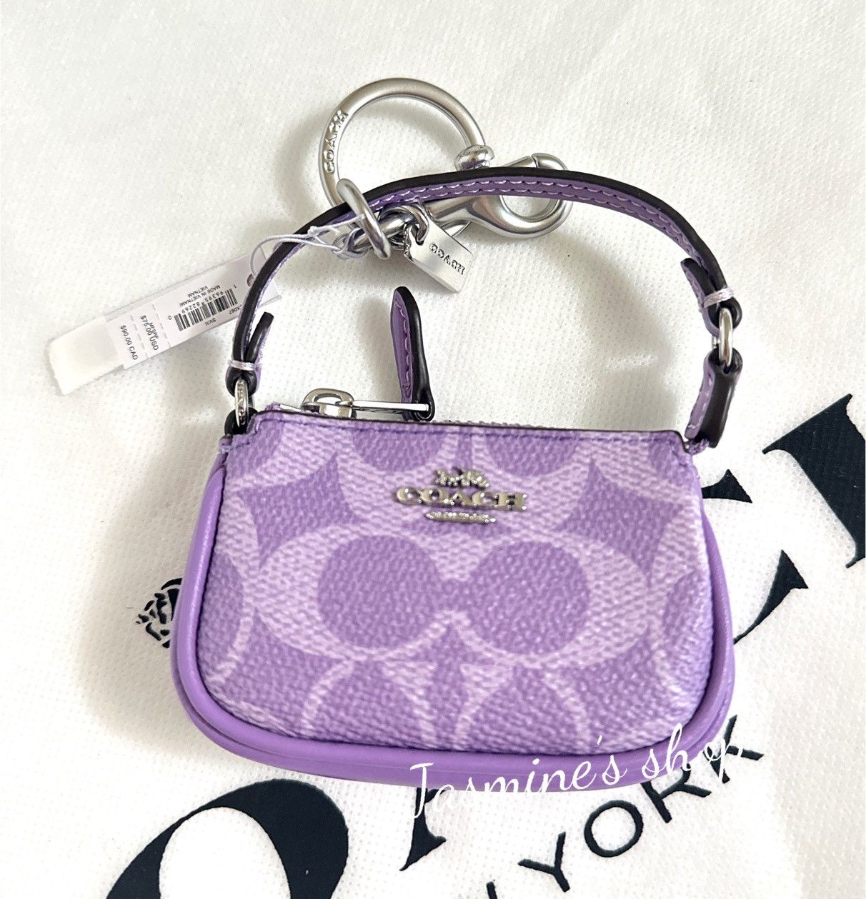 Coach NWT Coach Mini Nolita Bag Charm Iris Signature Canvas CX067 Size ONE SIZE - 3 Thumbnail