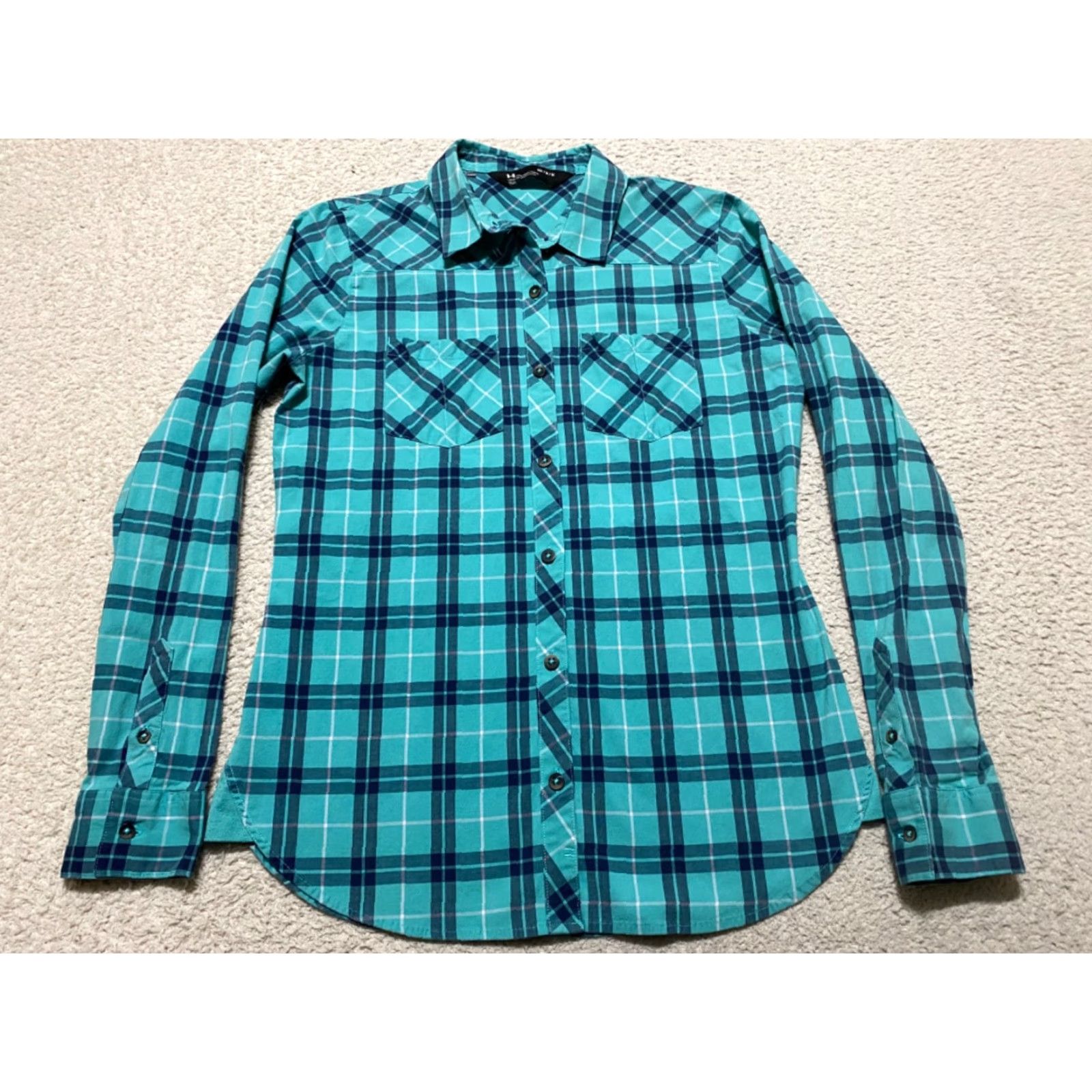 Under Armour Under Armour Womens Multicolor Plaid Check Long Sleeve Button-Up Shirt M, Cotton Polyester Spandex, Casual Womens Shirt Size M / US 6-8 / IT 42-44 - 3 Thumbnail
