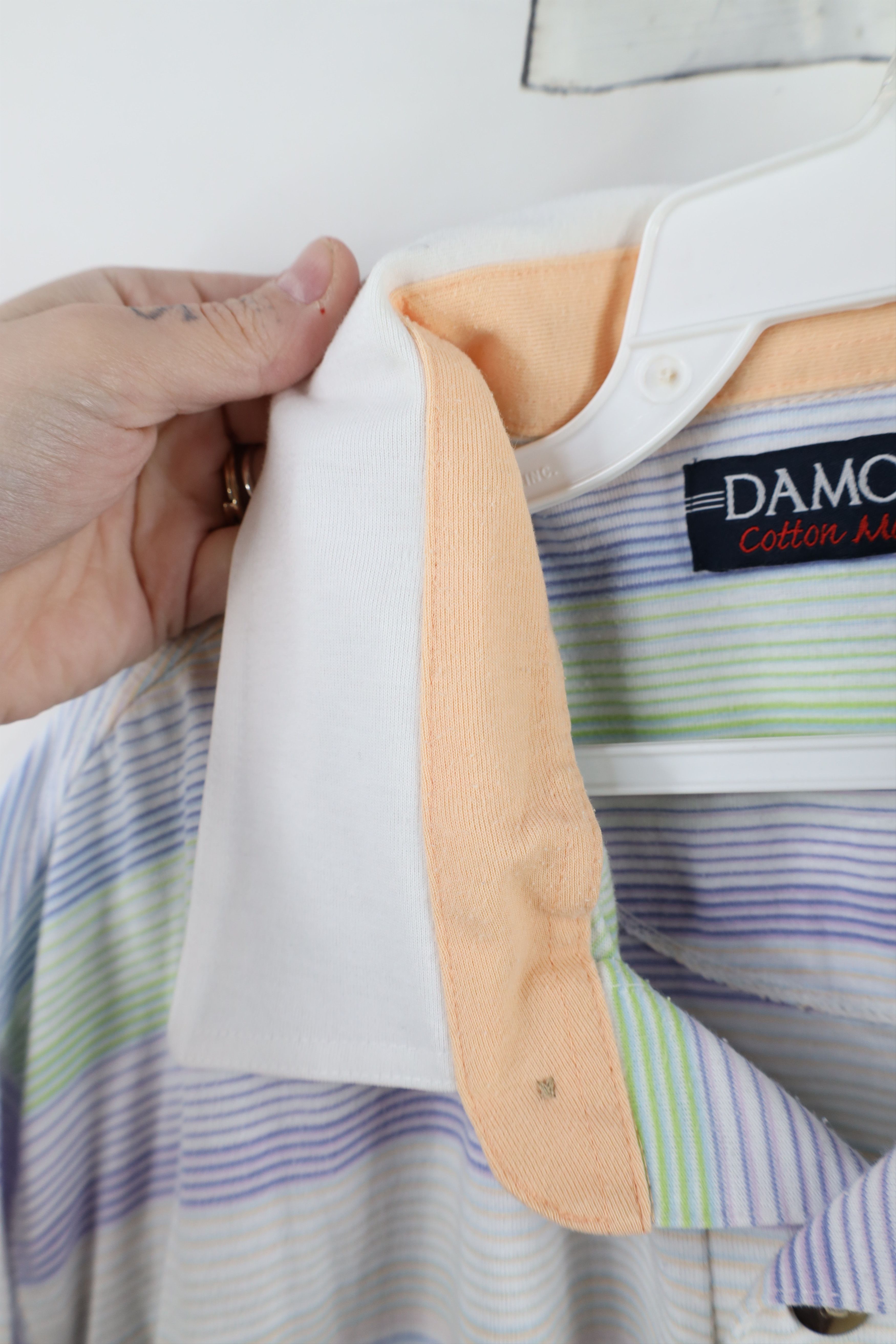 Vintage Vintage 90s Streetwear Pastel Striped Collard Golf Polo Size US XXL / EU 58 / 5 - 6 Thumbnail