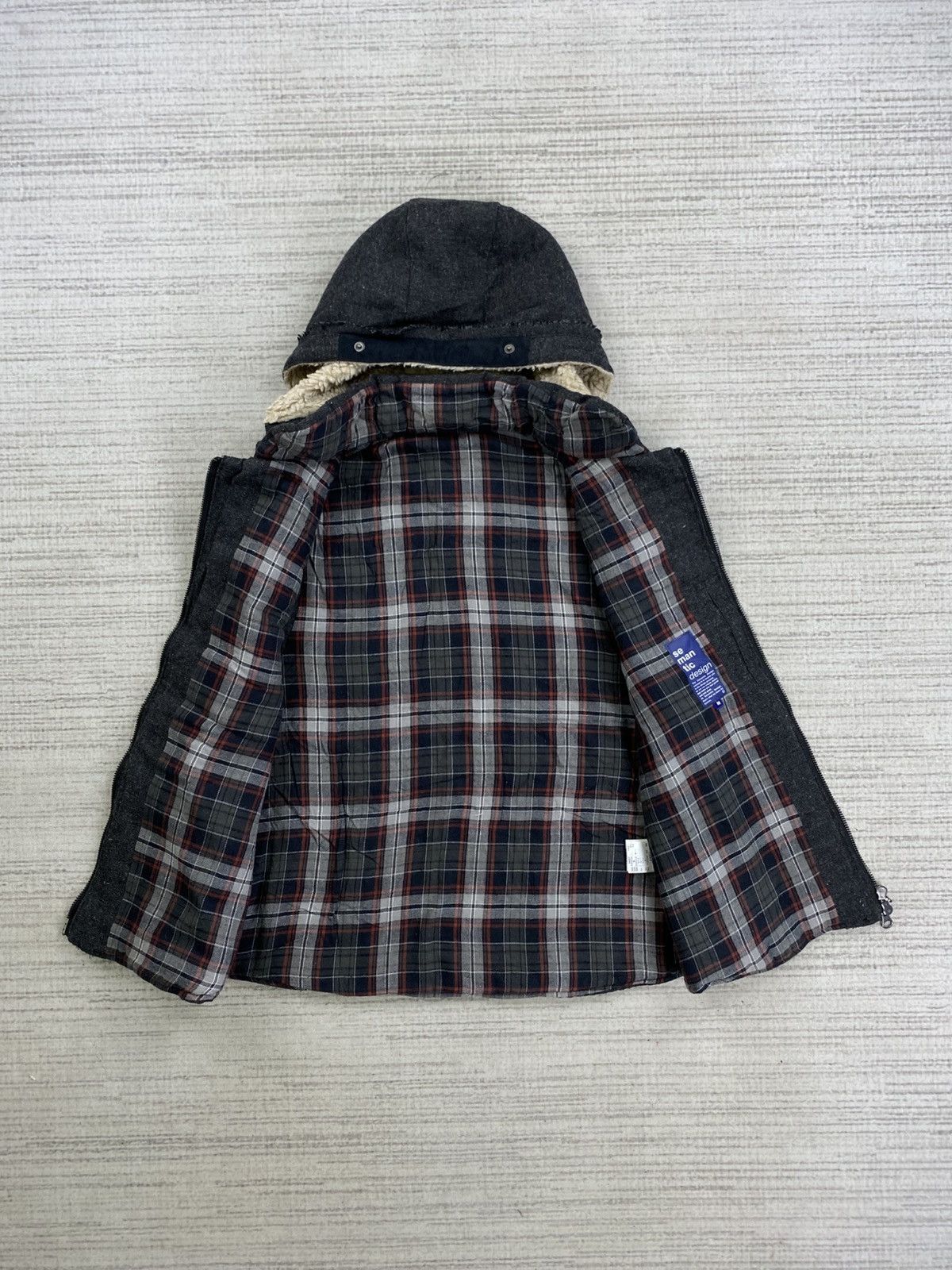 Japanese Brand × Vintage × semanticdesign Vtg Semantic Design Double Pocket Sherpa Hoodie Vest Jacket Size US S / EU 44-46 / 1 - 5 Thumbnail
