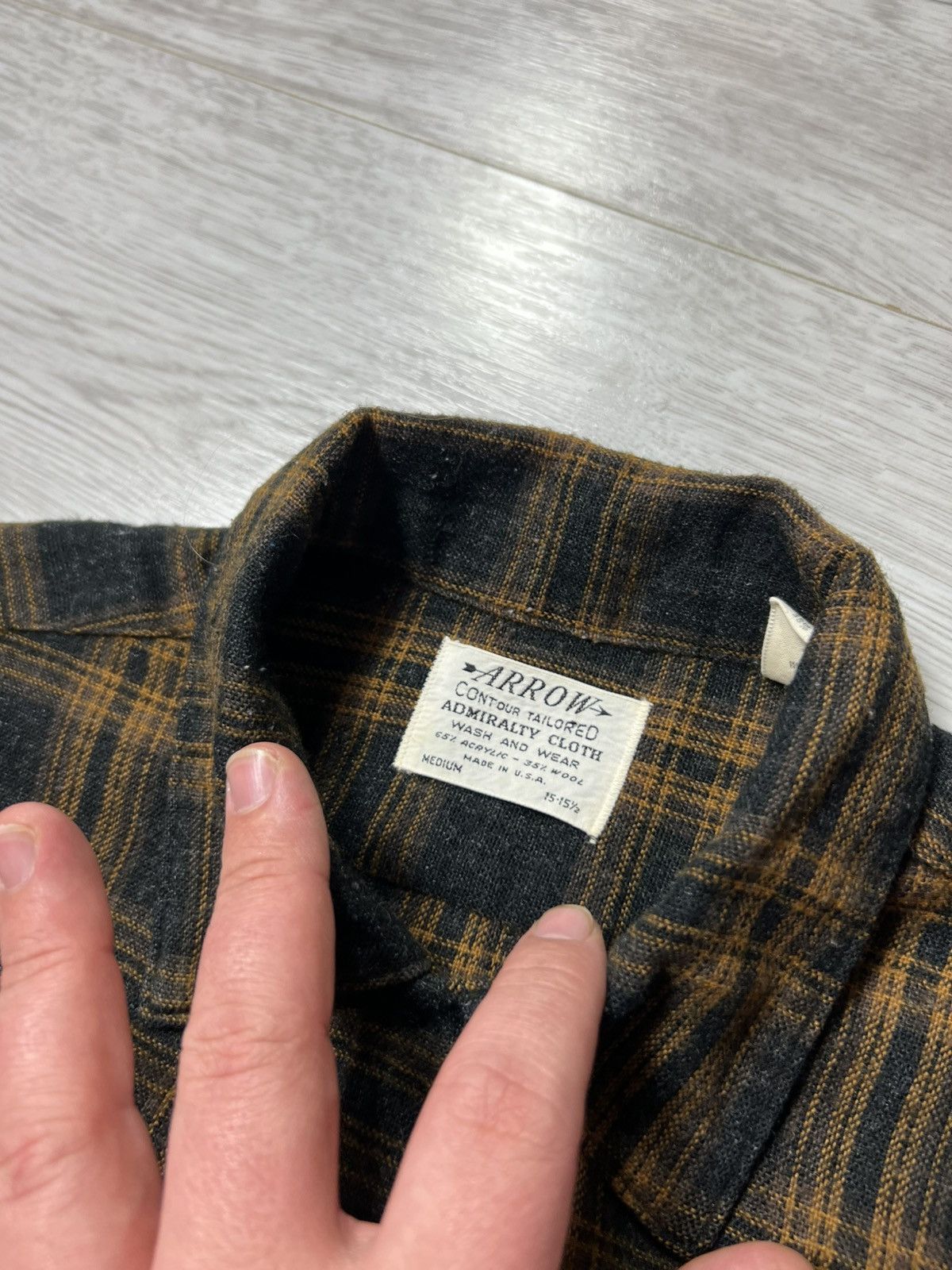 Arrow Vintage 50s / 60s Arrow Flannel Checkered Shirt Wool Acrylic Size US M / EU 48-50 / 2 - 10 Thumbnail
