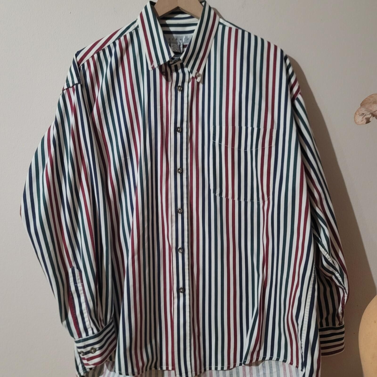 Other 90s Streetwear Striped Button Shirt Indie Grunge Sz L Cotton Size US L / EU 52-54 / 3 - 4 Thumbnail