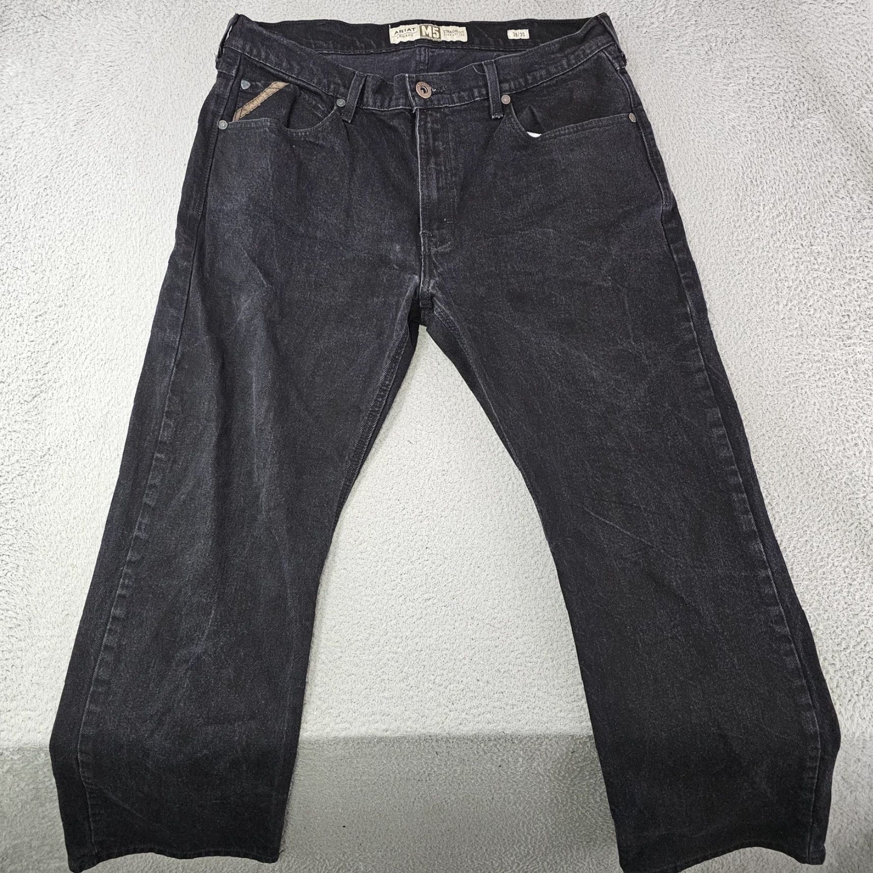 Ariat Ariat Jeans Mens 37x28 Black M5 Legacy Straight Fit Stretch Denim Gray Charcoal Wash Jeans Mens 37x28 Size US 37 - 2 Thumbnail