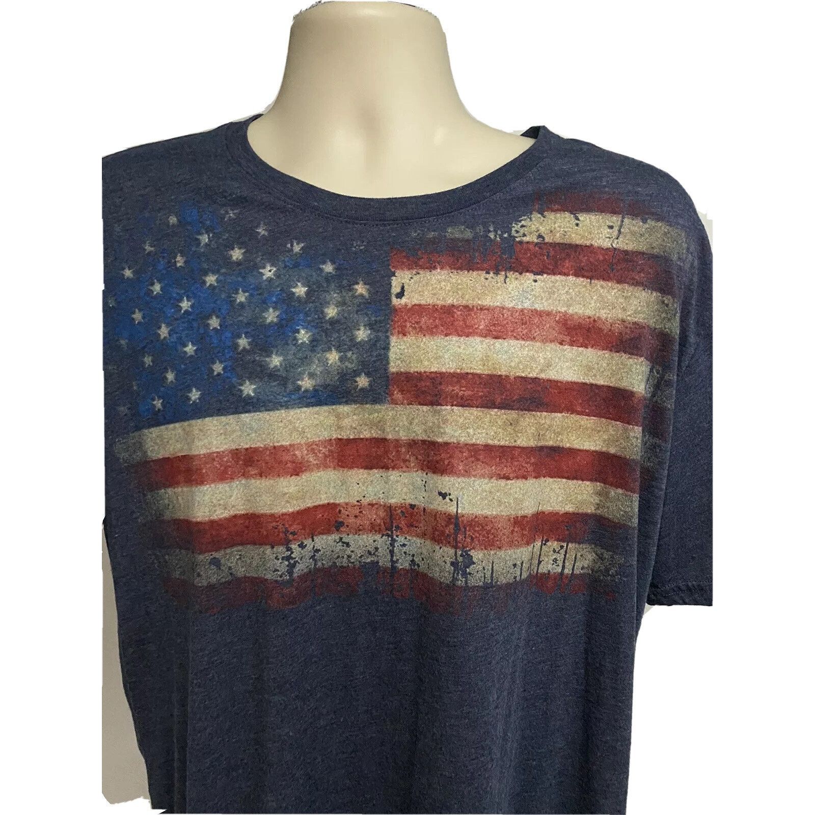 Other Mens Blue Graphic T-Shirt Large Patriotic USA Flag Stretch Size US L / EU 52-54 / 3 - 5 Thumbnail
