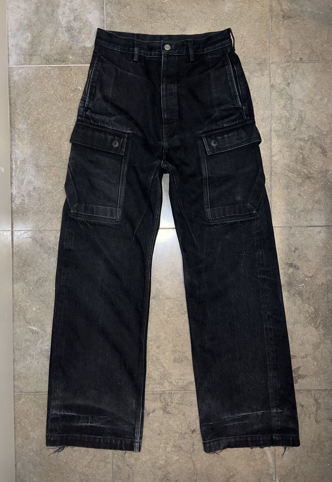 Rick Owens × Rick Owens Drkshdw Rick Owens Geth Cargo Pants LIMITED SS23 16oz Japanese Denim Size US 30 / EU 46 - 1 Thumbnail