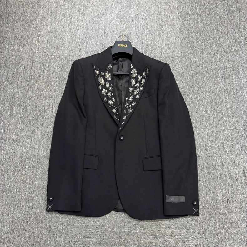 Versace Versace Rhinestones decorate a woolen blazer Size US M / EU 48-50 / 2 - 1 Thumbnail