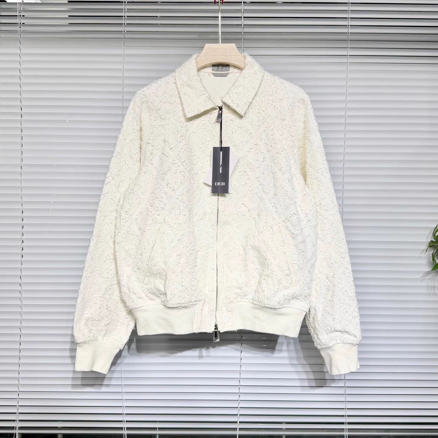 Dior DIOR White Denim Jacket Diamond Pattern All Over 50 Size US M / EU 48-50 / 2 - 1 Thumbnail