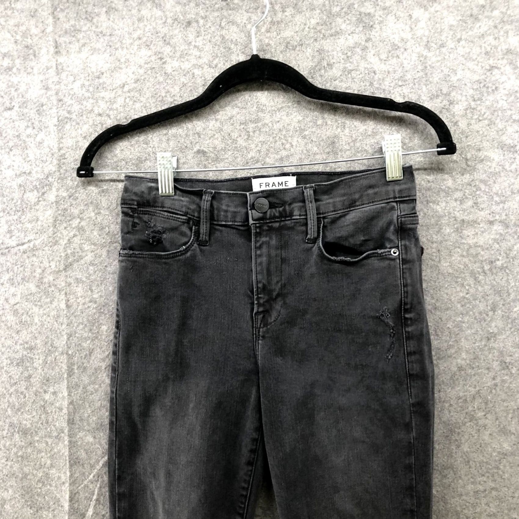 Frame FRAME Le High Raw Hem Ankle Skinny Jeans Black Women 26 Denim Slim Stretch 5-Pocket Capri? Size 26" / US 2 / IT 38 - 3 Thumbnail