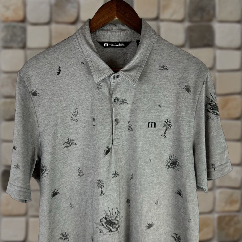 TravisMathew VINTAGE Travis Mathew Polo Shirt Skull Skeleton Gray Golfing Golf L Men Short Sleeve Collar Size US L / EU 52-54 / 3 - 1 Thumbnail