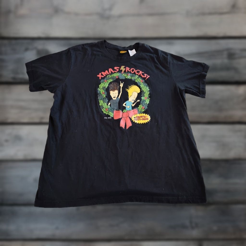 Vintage MTV Beavis & Butt-Head T-Shirt Black 2XL Short Sleeve Crew Neck Graphic Print Christmas Holiday Mens Size US XXL / EU 58 / 5 - 1 Thumbnail