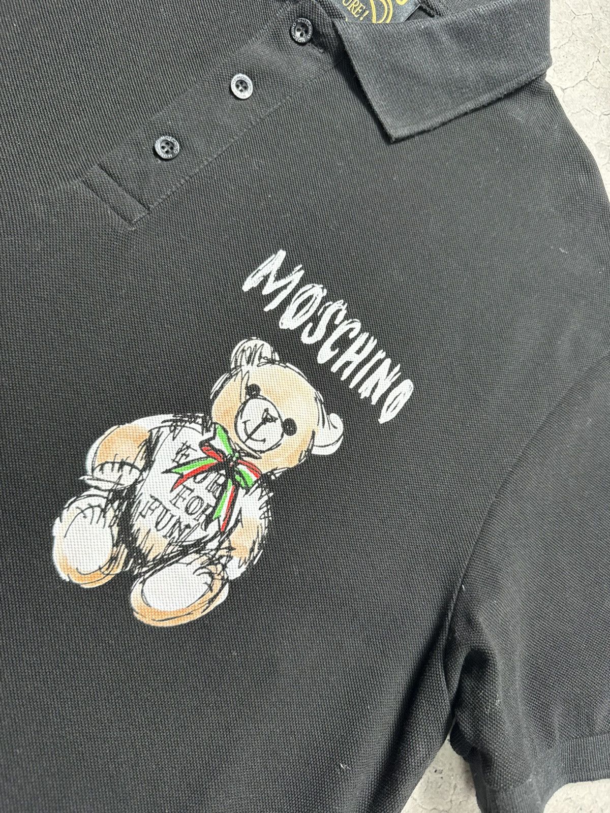 Moschino Moschino Teddy Bear Big Logo Luxury Polo Shirt Black Size US XL / EU 56 / 4 - 4 Thumbnail