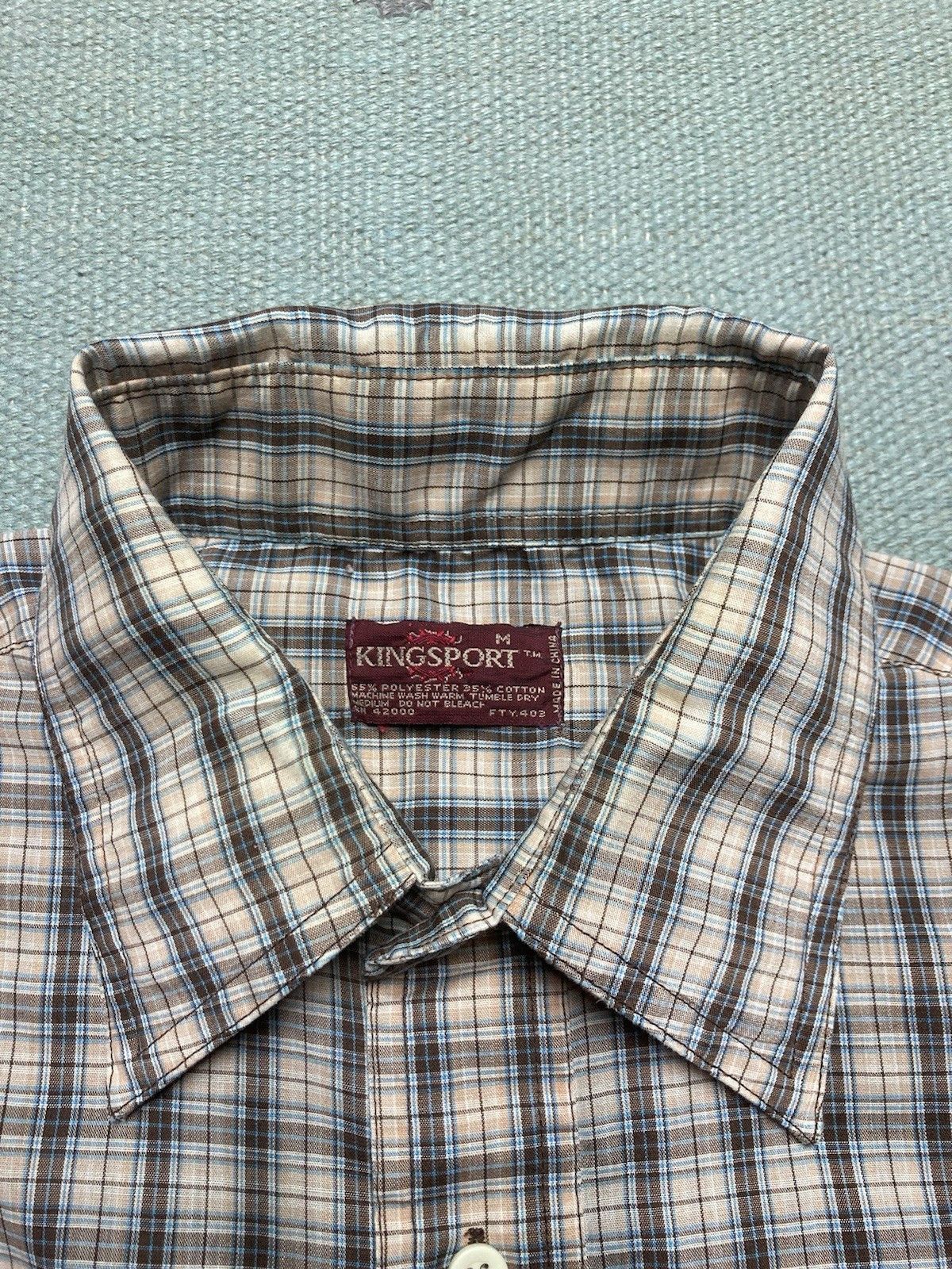 Vintage Vtg 80s button shirt Kingsport plaid lightweight thin medium Size US M / EU 48-50 / 2 - 4 Thumbnail