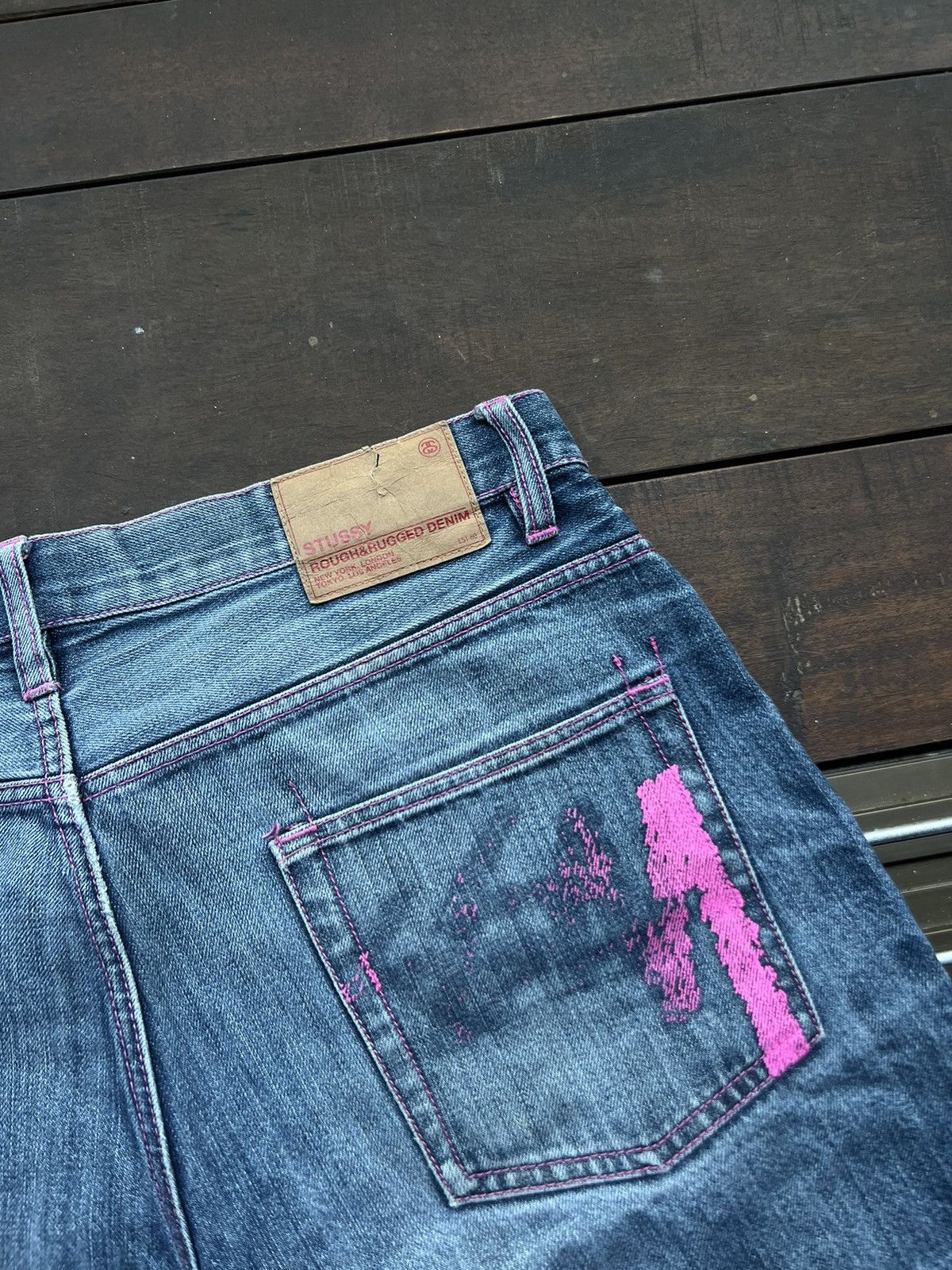 Stussy 00’s STUSSY SPELLOUT RARE BAGGY JEANS DENIM SHORTS Size US 36 / EU 52 - 3 Thumbnail