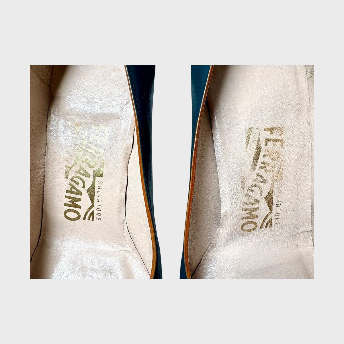 Salvatore Ferragamo Ferragamo Women’s Teal Green Brown Classic Heels Sz 7.5D Size US 7.5 / IT 37.5 - 14 Thumbnail