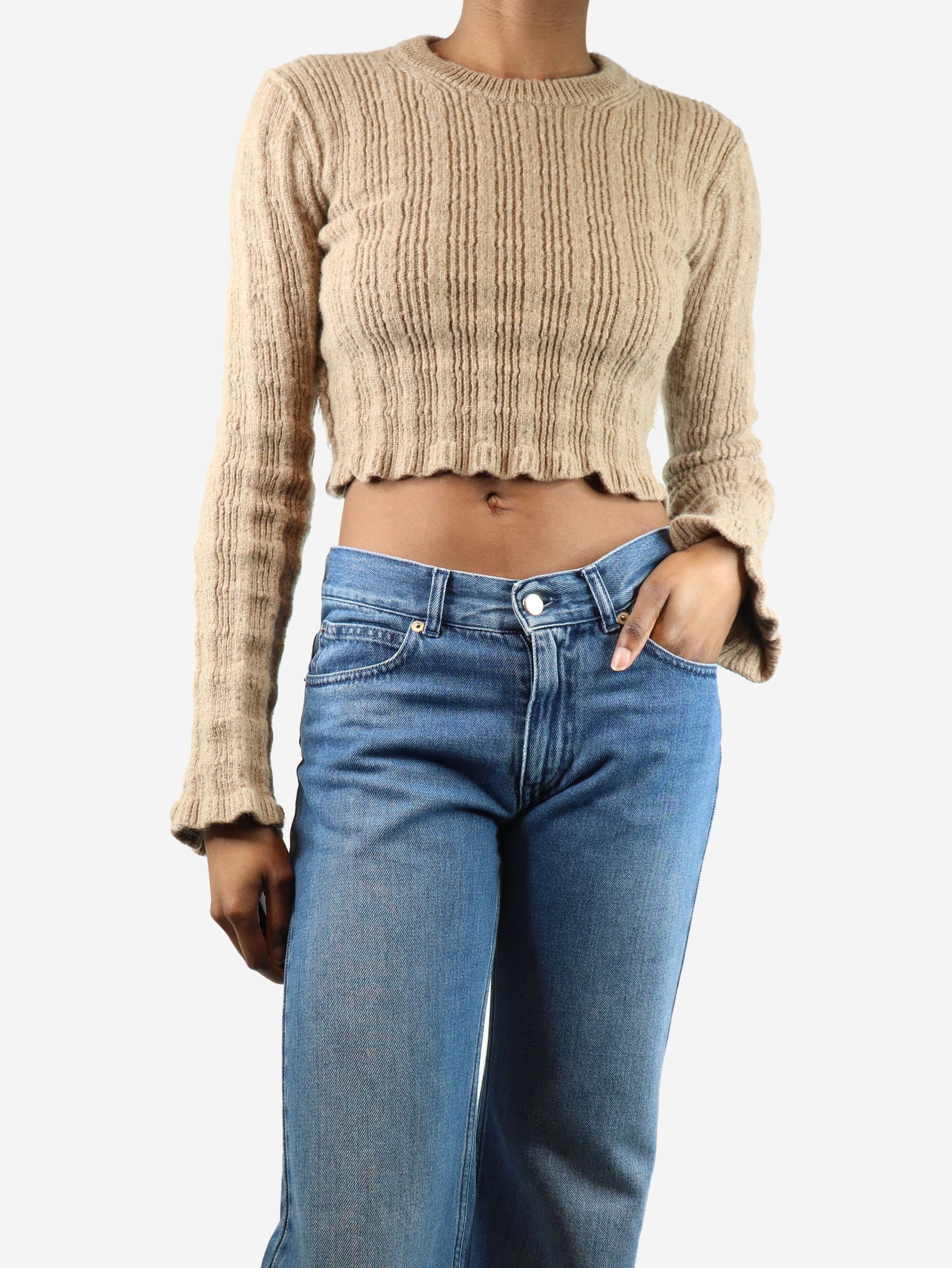 Acne Studios Light brown fringed ribbed wool-blend sweater - XS Size XS / US 0-2 / IT 36-38 - 1 Thumbnail