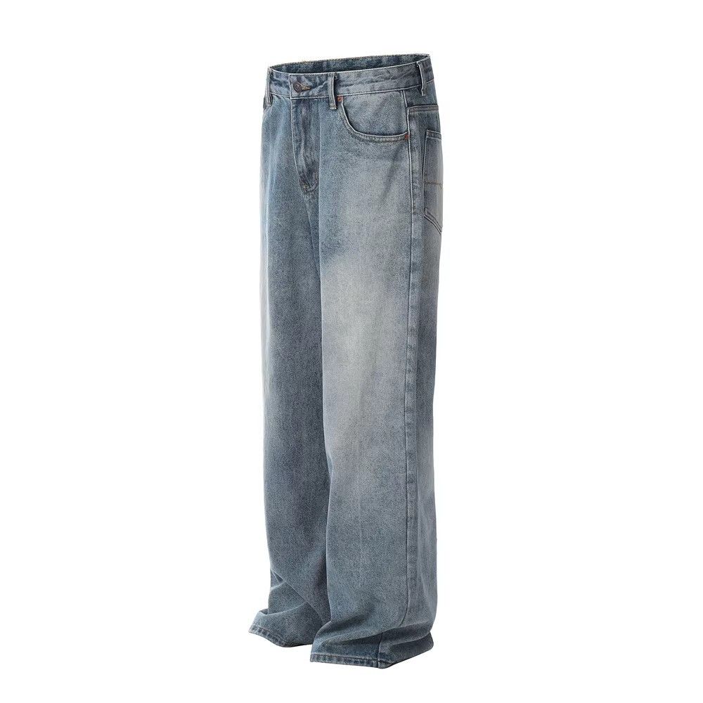 Japanese Brand × Jean Men's loose distressed washed denim wide-leg pants Size US 34 / EU 50 - 2 Thumbnail