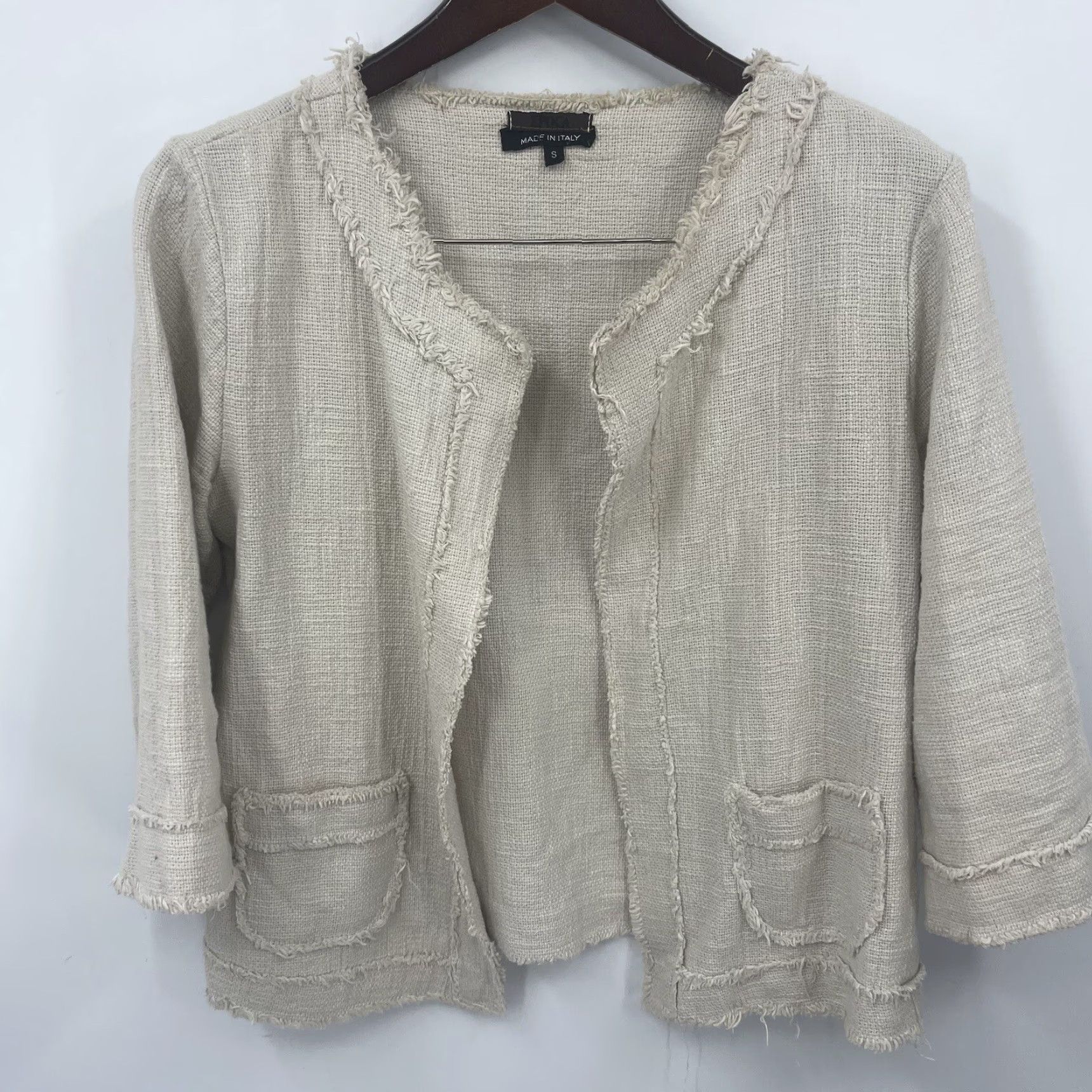 Vintage Epoca Jacket Womens Small Open Front Lagenlook Ivory Cotton Short Sleeve Casual 90s Theme Mens Womens or Girls? No gender specified; keep as Womens Size S / US 4 / IT 40 - 4 Thumbnail