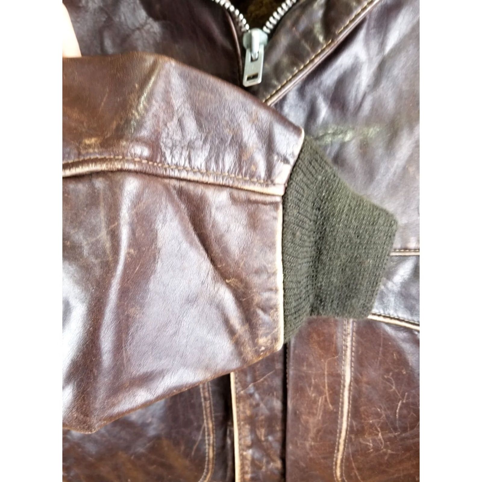 Schott VINTAGE Schott G-1 STYLE FLIGHT LEATHER JACKET SZ 44 WITH LINING Jacket Men Brown 70s Military Motorcycle Lined Size US S / EU 44-46 / 1 - 7 Thumbnail