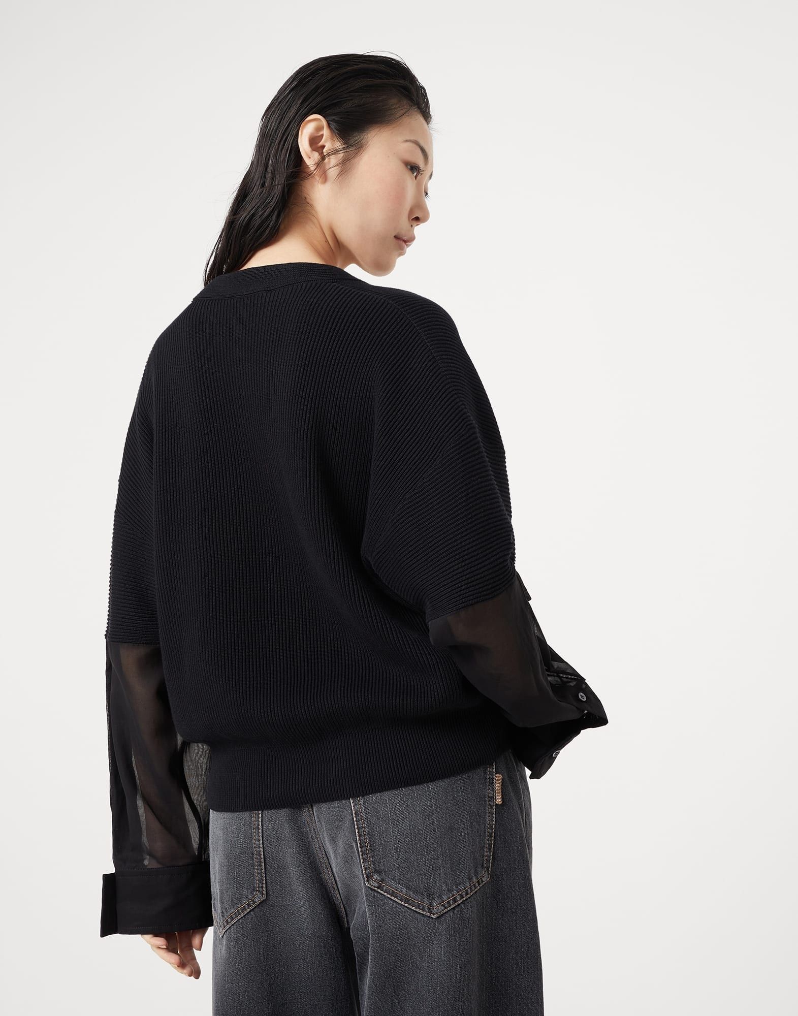 Brunello Cucinelli o1w1db10825 Cardigan in Black Size XL / US 12-14 / IT 48-50 - 3 Thumbnail
