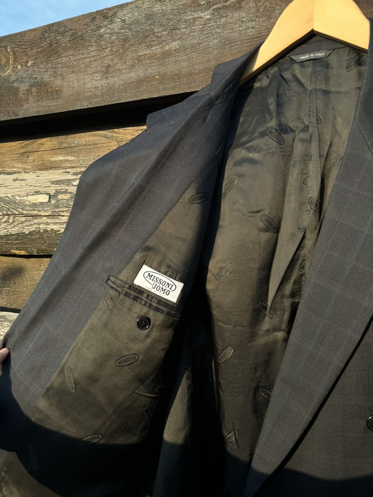 Missoni Missoni Uomo Gray Double Breasted Blazer Lin and wool Size 40R - 9 Thumbnail