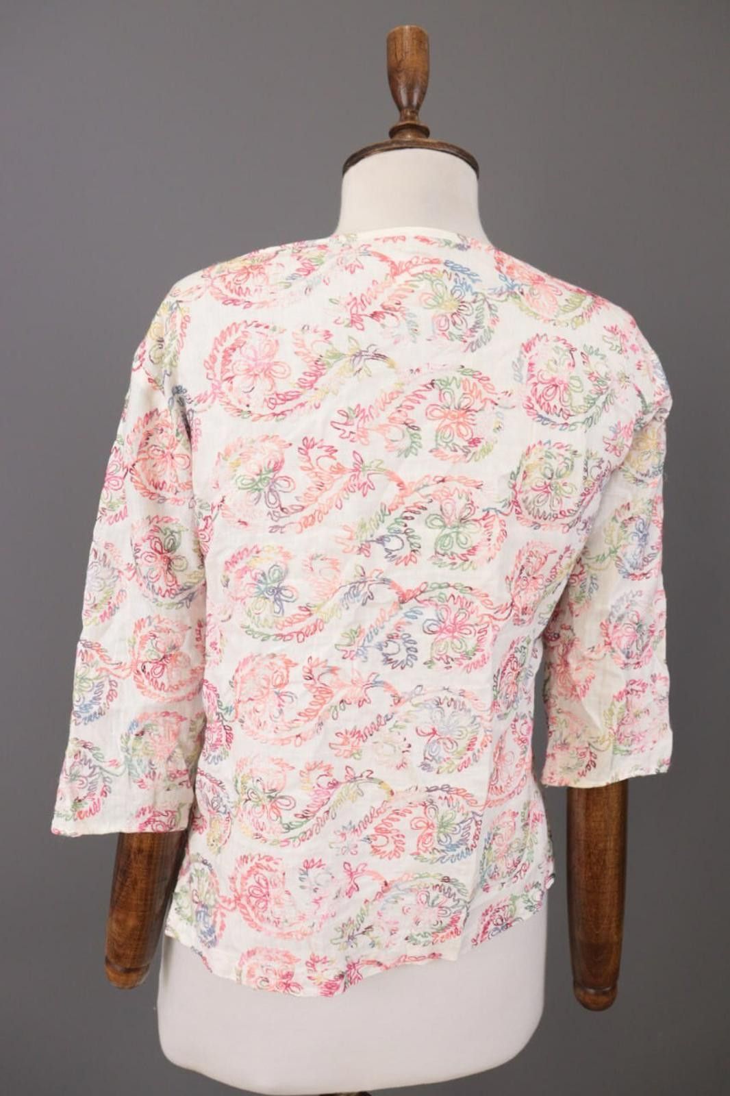120% Lino 120% Lino White Linen Flroal Drawstring Top Shirt Size 42 Size M / US 6-8 / IT 42-44 - 11 Thumbnail