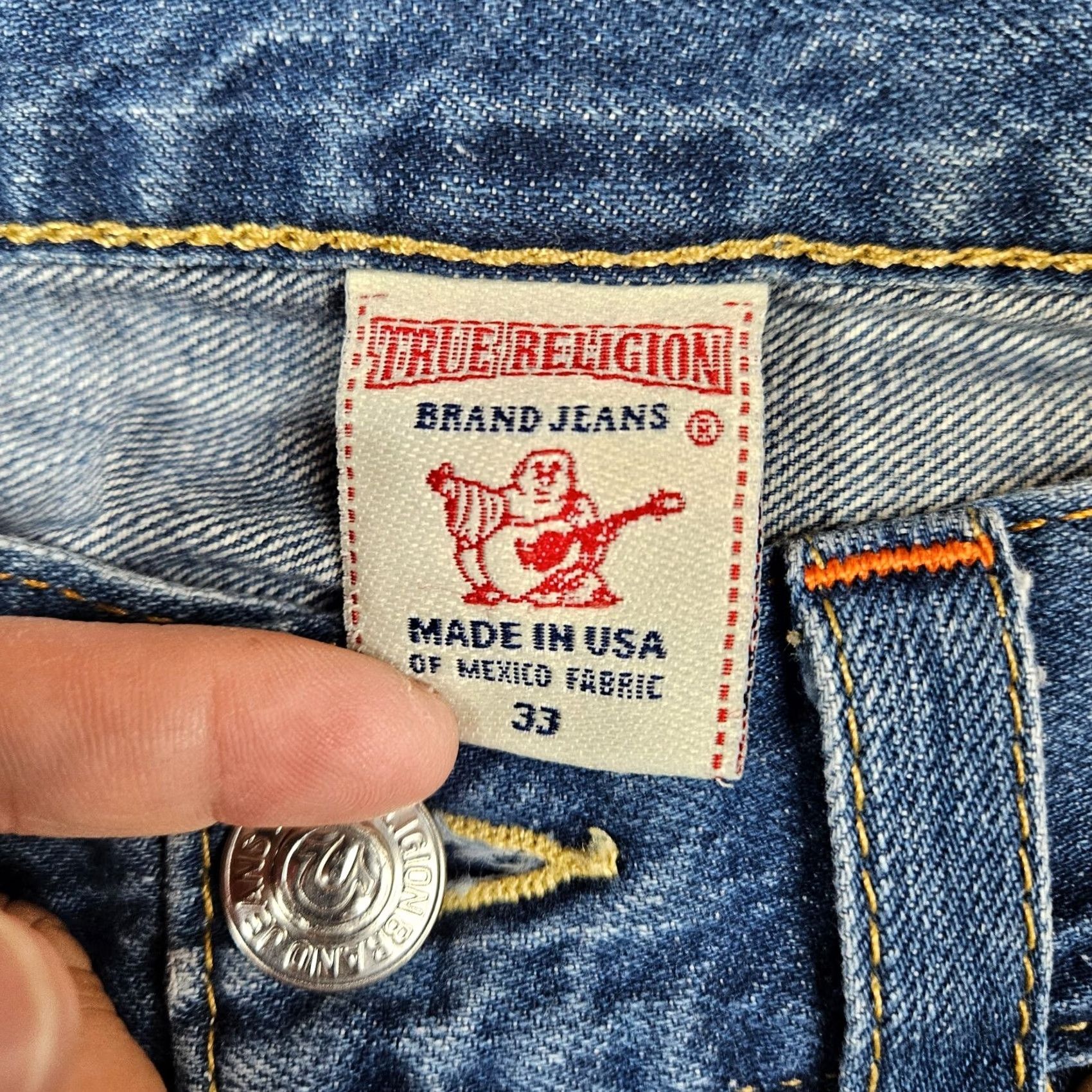 True Religion True Religion Jeans YK2 Blue Boot Cut Straight Leg Flap Logo Men's Size 33 Regular Inseam 32 Denim Cotton Blend 5-Pocket Size US 33 - 6 Thumbnail