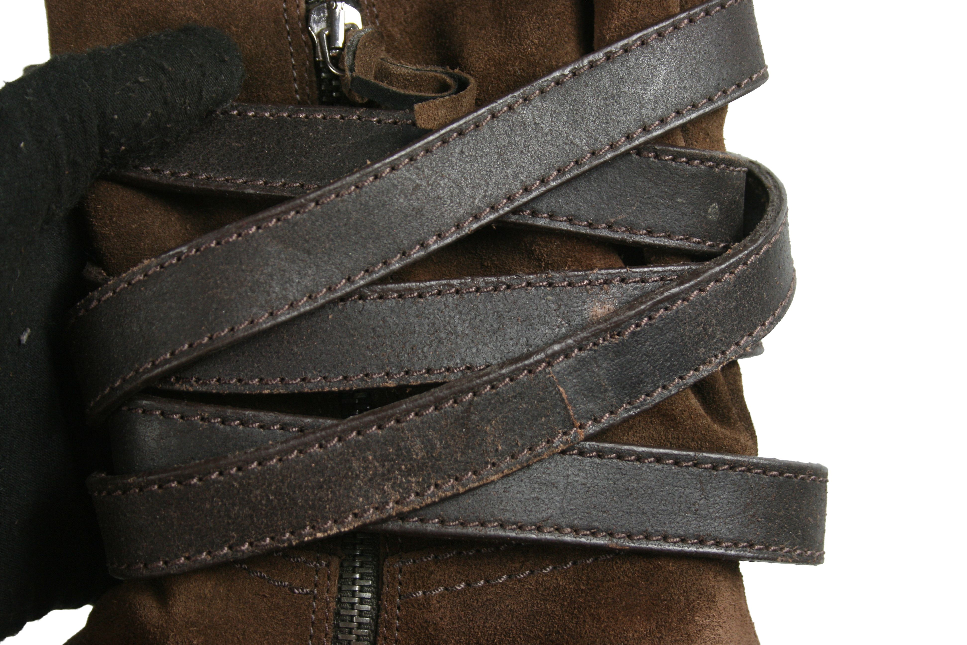 Miu Miu Biker Buckled Harness Suede Boots Size US 7.5 / IT 37.5 - 7 Thumbnail