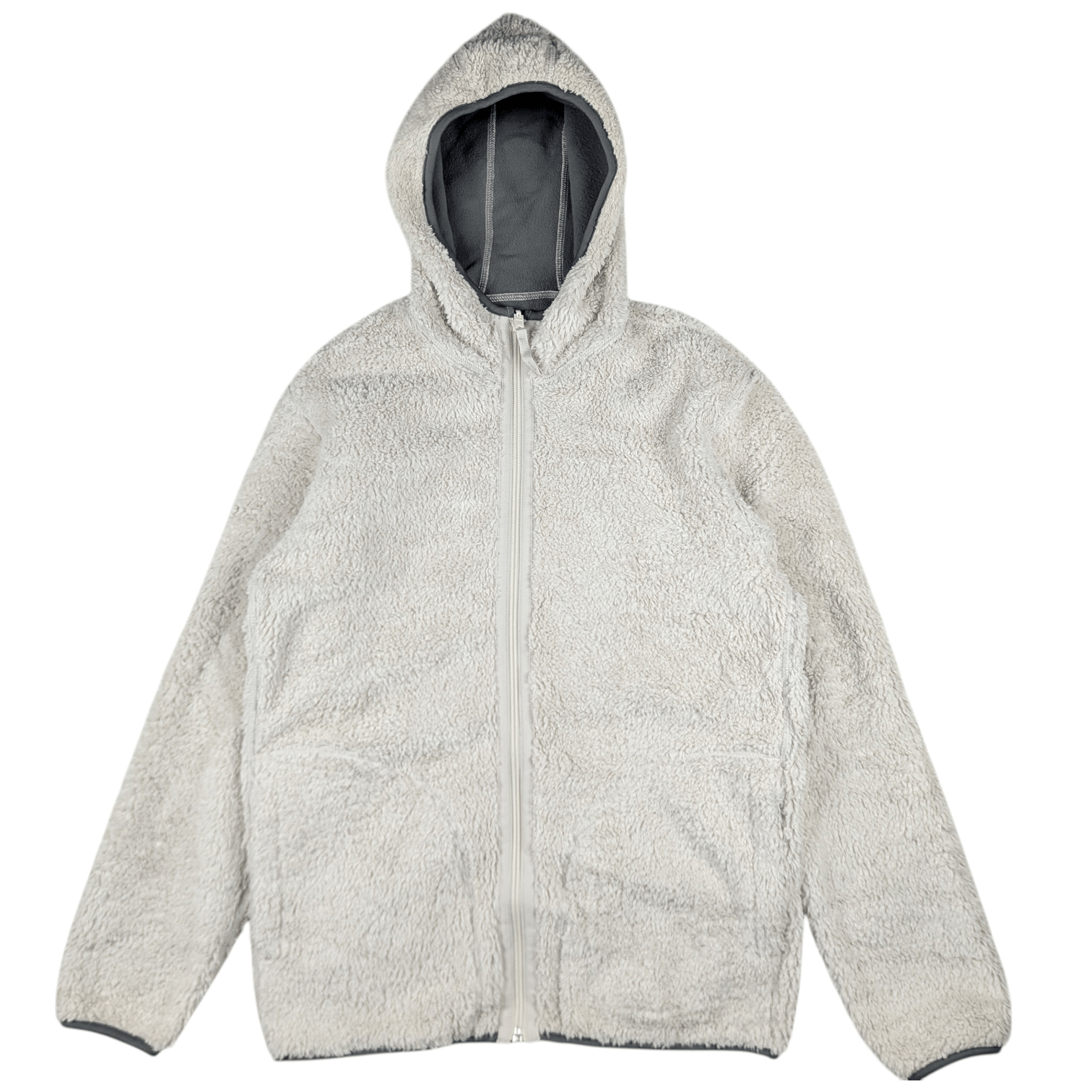 Japanese Brand Y2k UNIQLO Zipper Up Reversible Grey Beige Fleece Hoodie Size US M / EU 48-50 / 2 - 12 Thumbnail