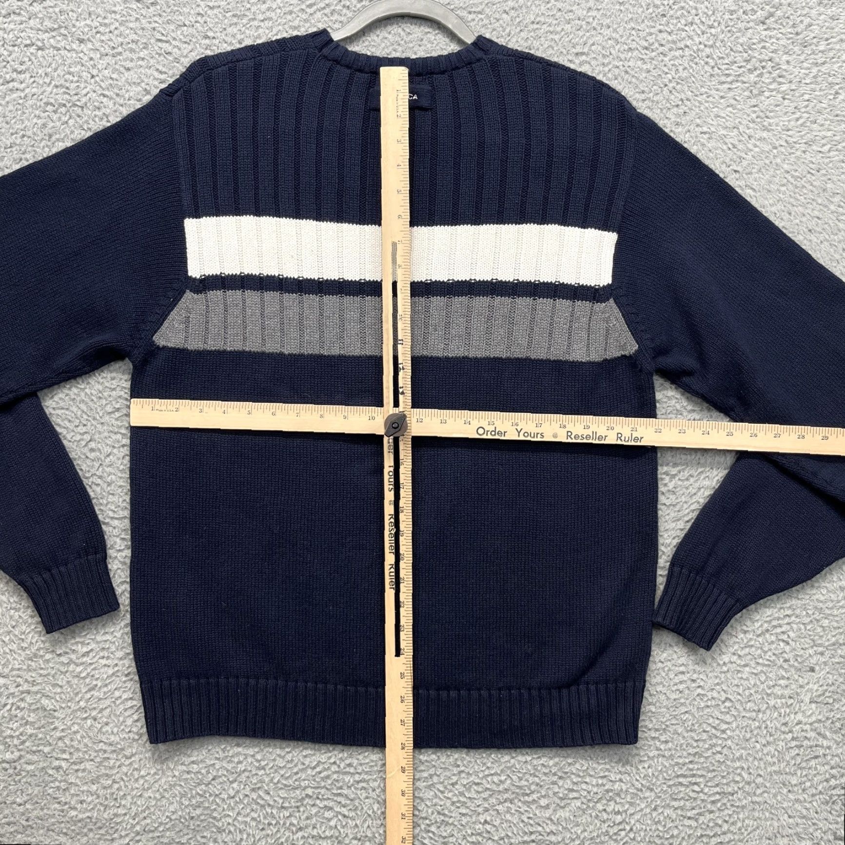 Nautica Nautica Sweater Mens M Blue White Gray Stripe Crewneck Cotton Pullover Size US M / EU 48-50 / 2 - 7 Thumbnail