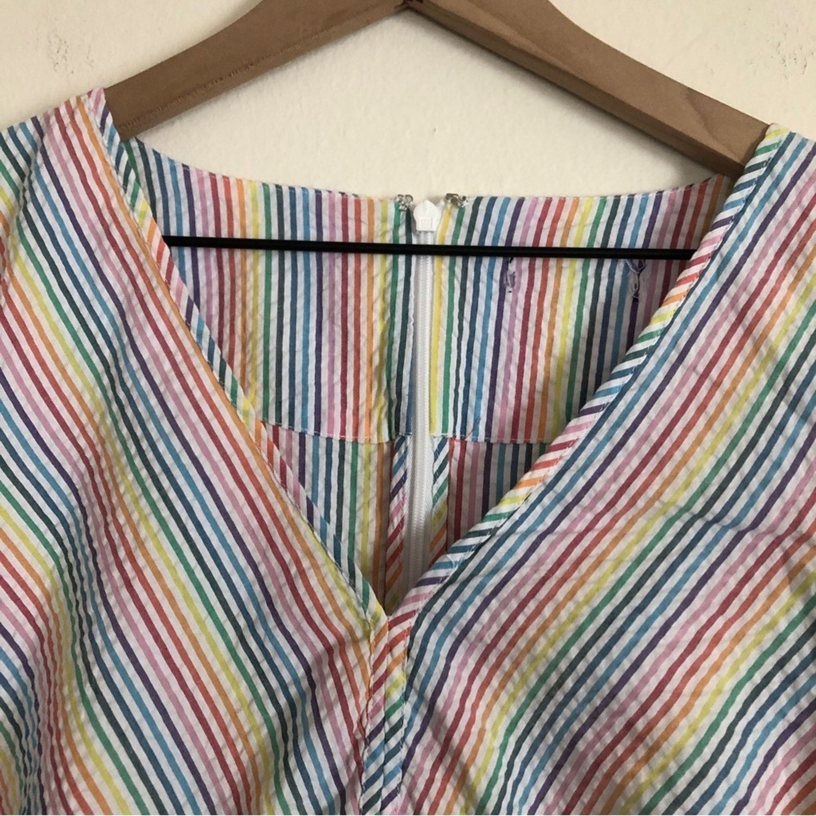 Other Rainbow Striped V-Neck Long Sleeve Peplum Blouse Top Size M / US 6-8 / IT 42-44 - 3 Thumbnail
