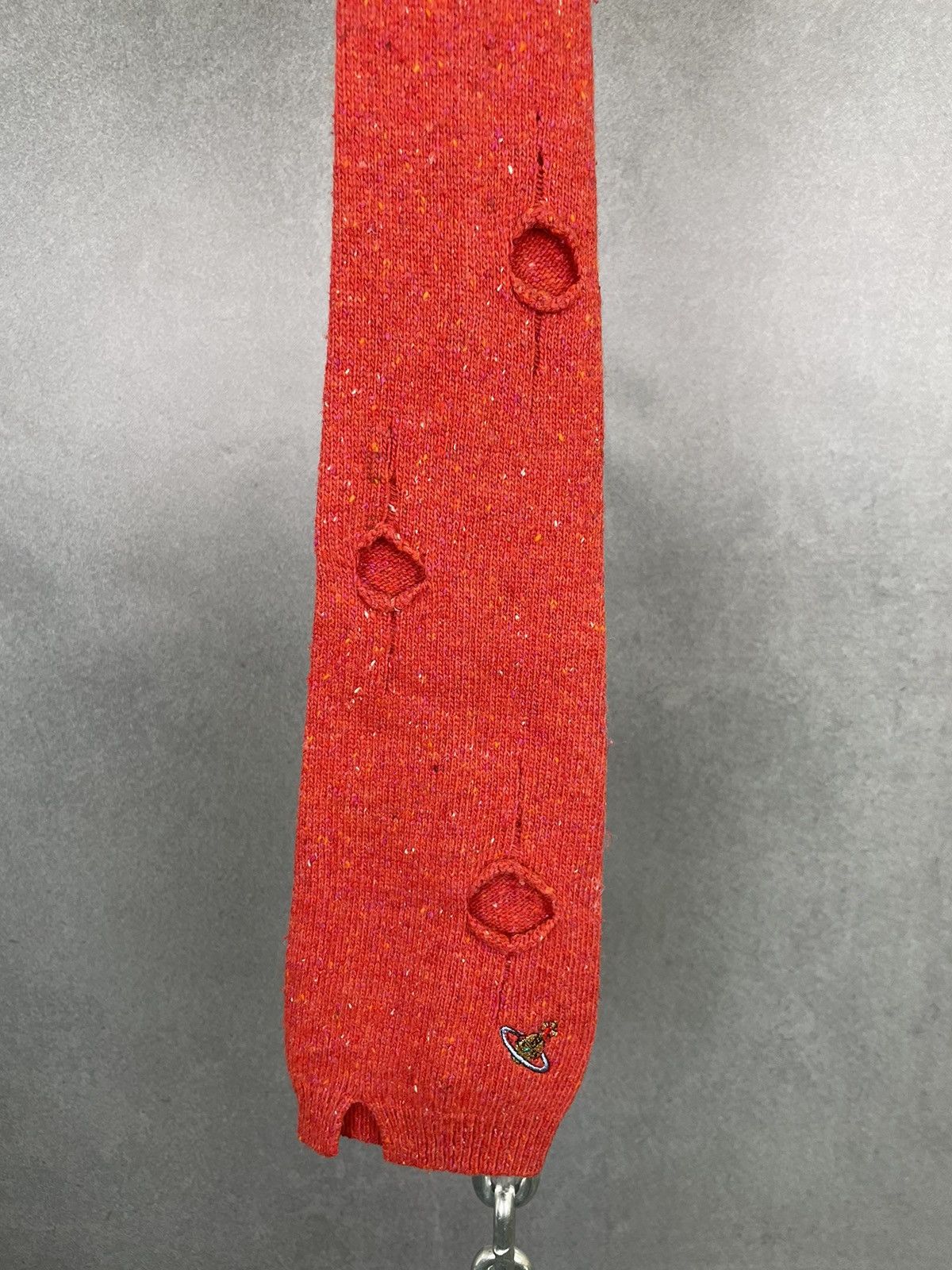 Vivienne Westwood VTG Vivienne Westwood Punk Red Wool Knit Distressed Necktie Size ONE SIZE - 6 Thumbnail