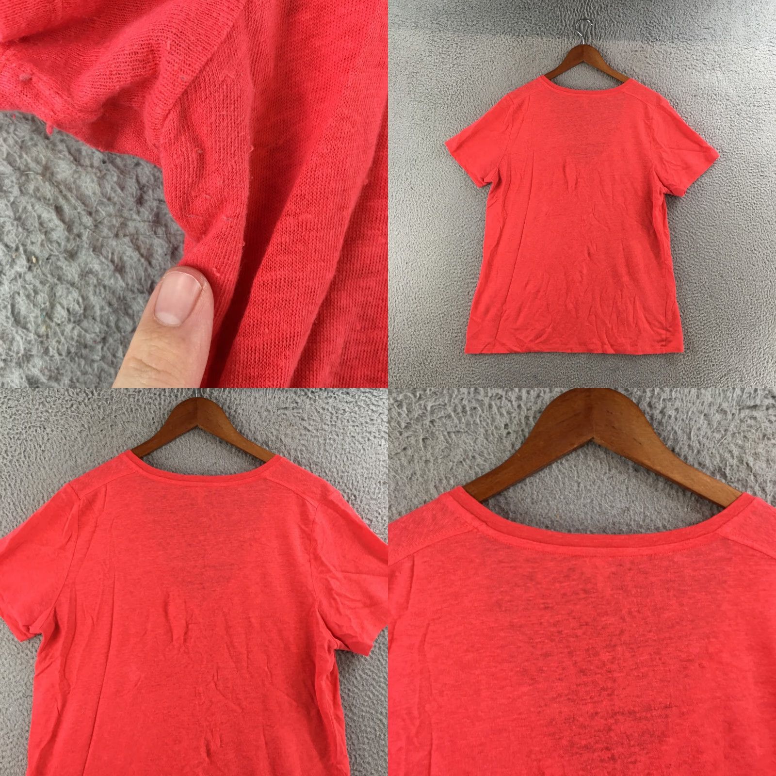 Banana Republic Banana Republic Tee T-Shirt Womens L Red Linen Short Sleeve V-Neck Pullover Size L / US 10 / IT 46 - 7 Thumbnail