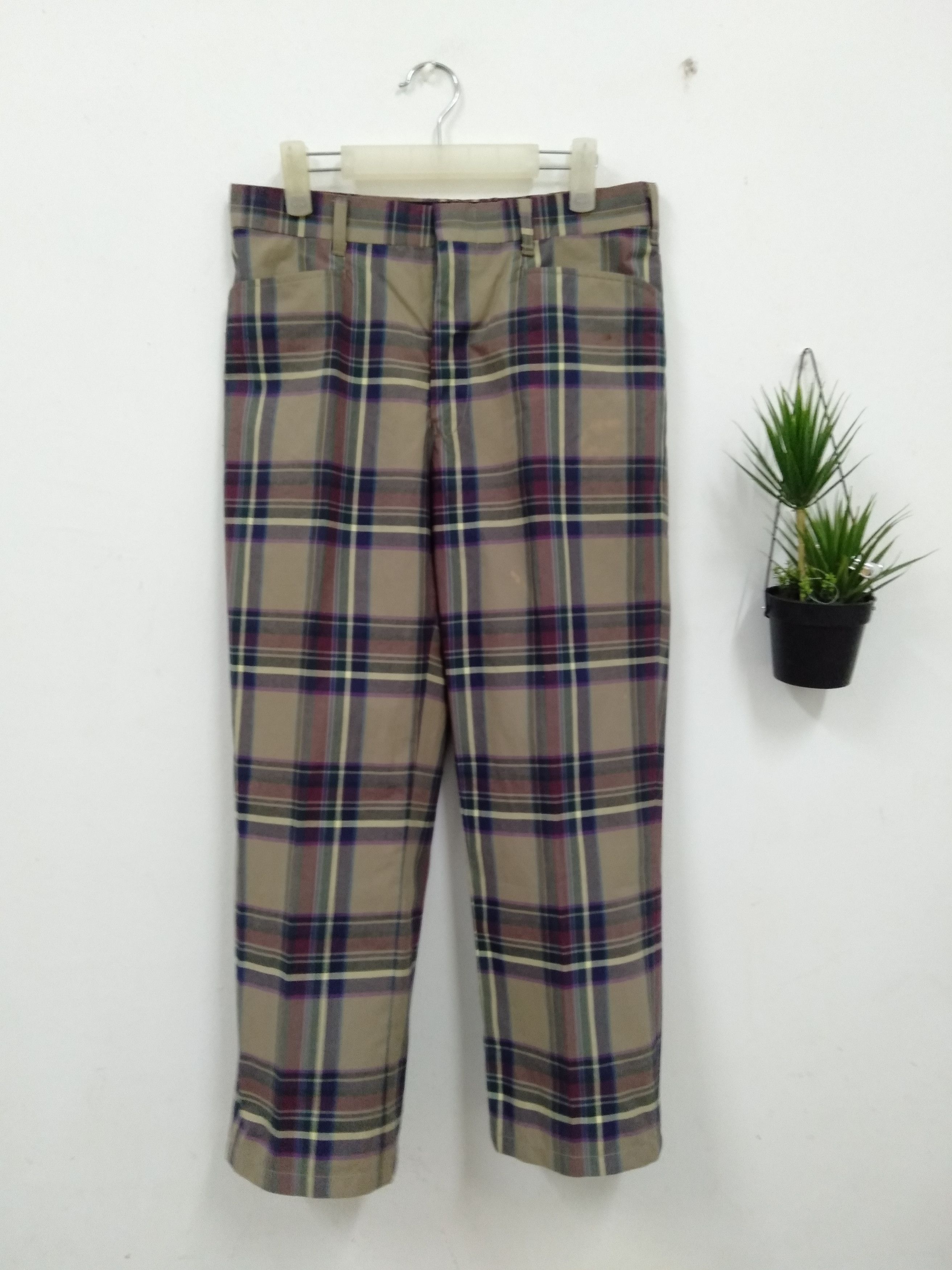 Levi's Vtg 1970s LEVIS Talon Zipper sta-prest pant plaid checkere Size US 32 / EU 48 - 1 Thumbnail