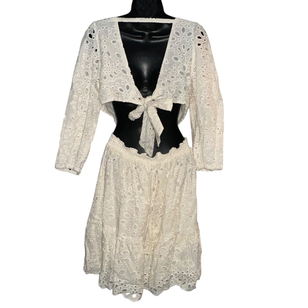 Express Express eyelet cutout tie back mini dress Size S / US 4 / IT 40 - 6 Thumbnail
