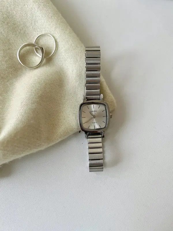 Jewelry Silver Square Face Stainless Steel Wrist Watch Size ONE SIZE - 5 Thumbnail