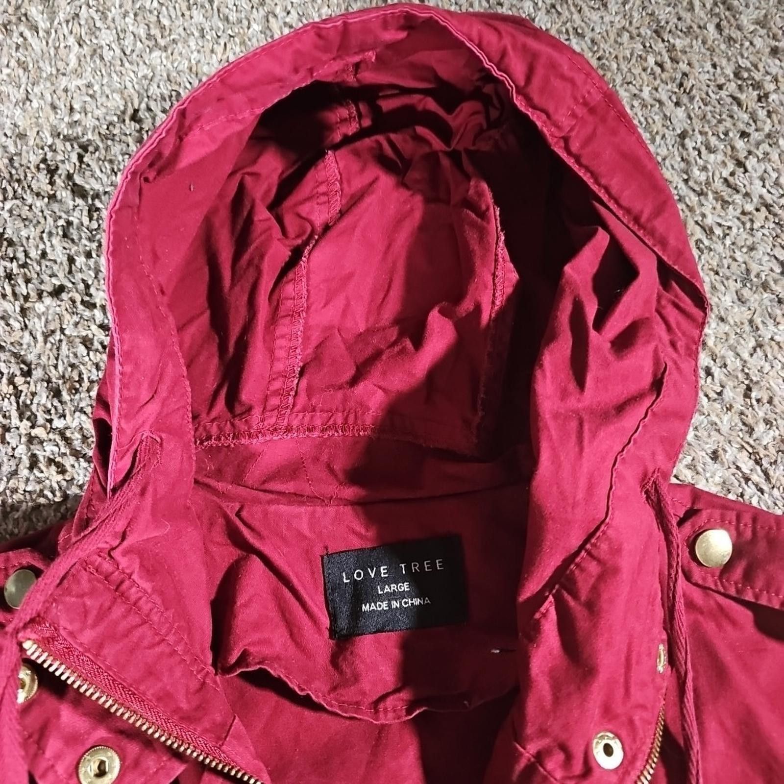 Other Love Tree Large Burgundy Hood Parka Coat Cotton Snap Zip Size L / US 10 / IT 46 - 4 Thumbnail