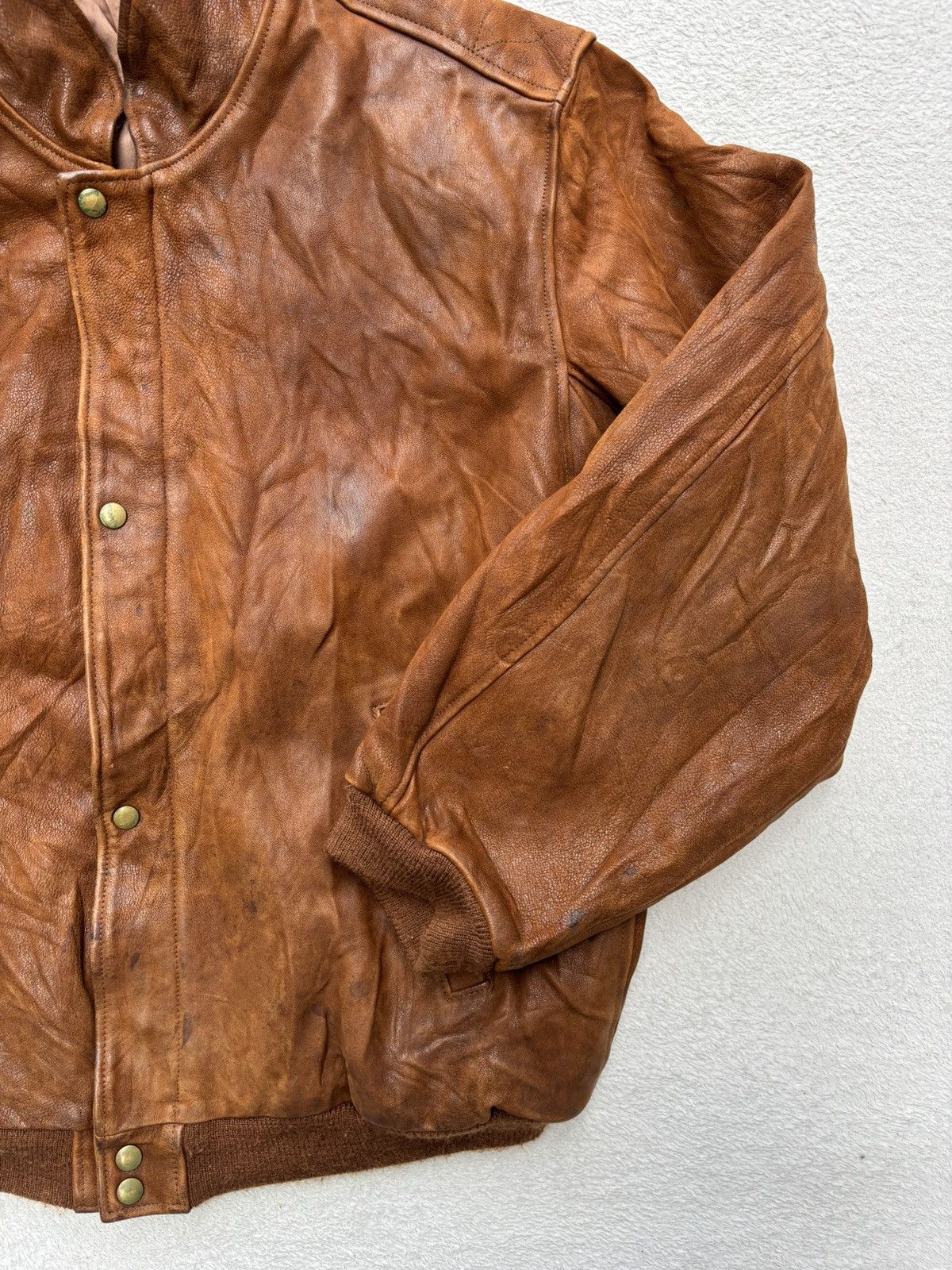 Golden Bear 1980s Golden Bear Cognac Bomber Leather Jacket Size US XL / EU 56 / 4 - 12 Thumbnail
