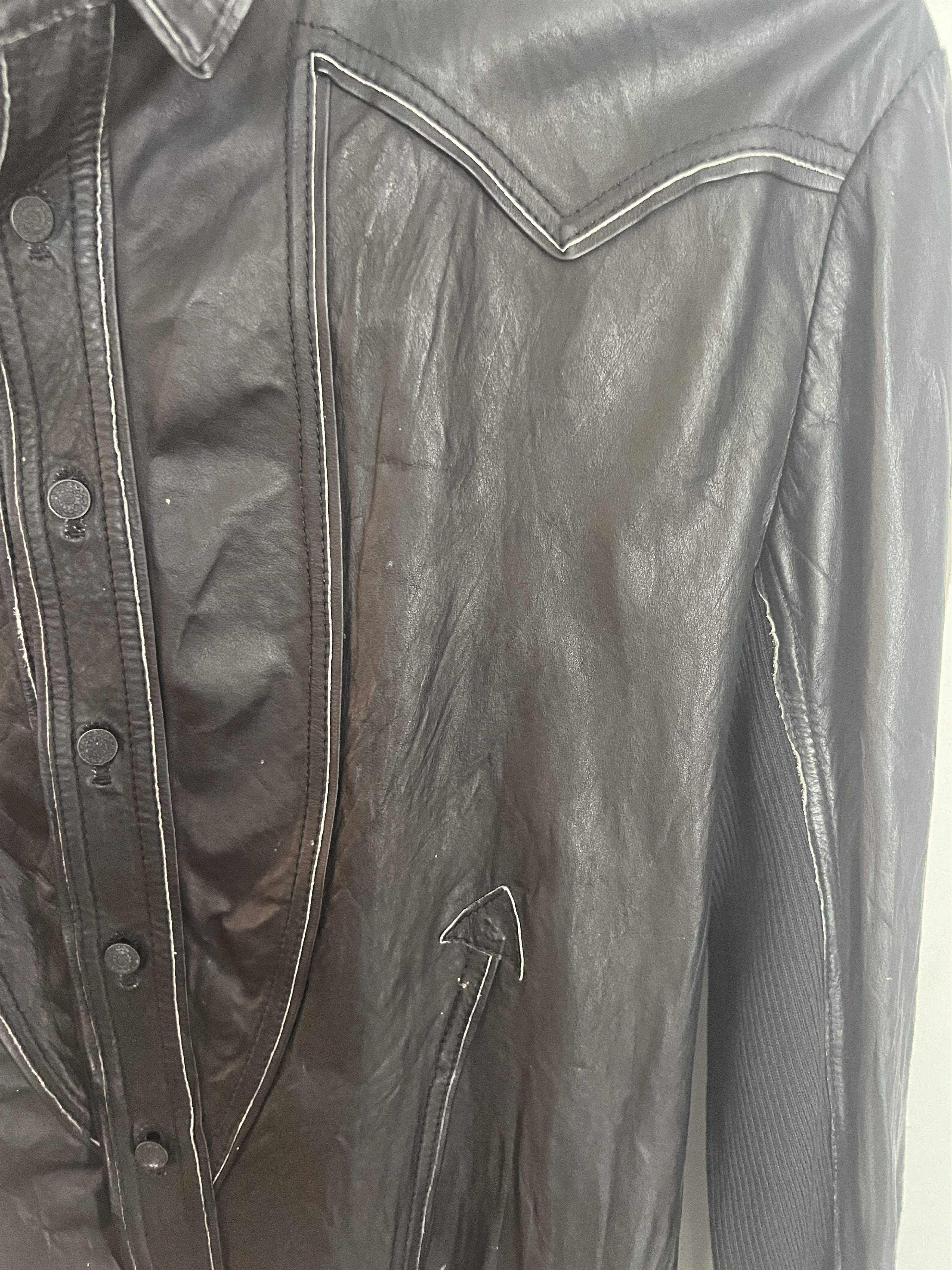 Roberto Cavalli Roberto Cavalli Y2K Western leather/cotton shirt Size US L / EU 52-54 / 3 - 5 Thumbnail