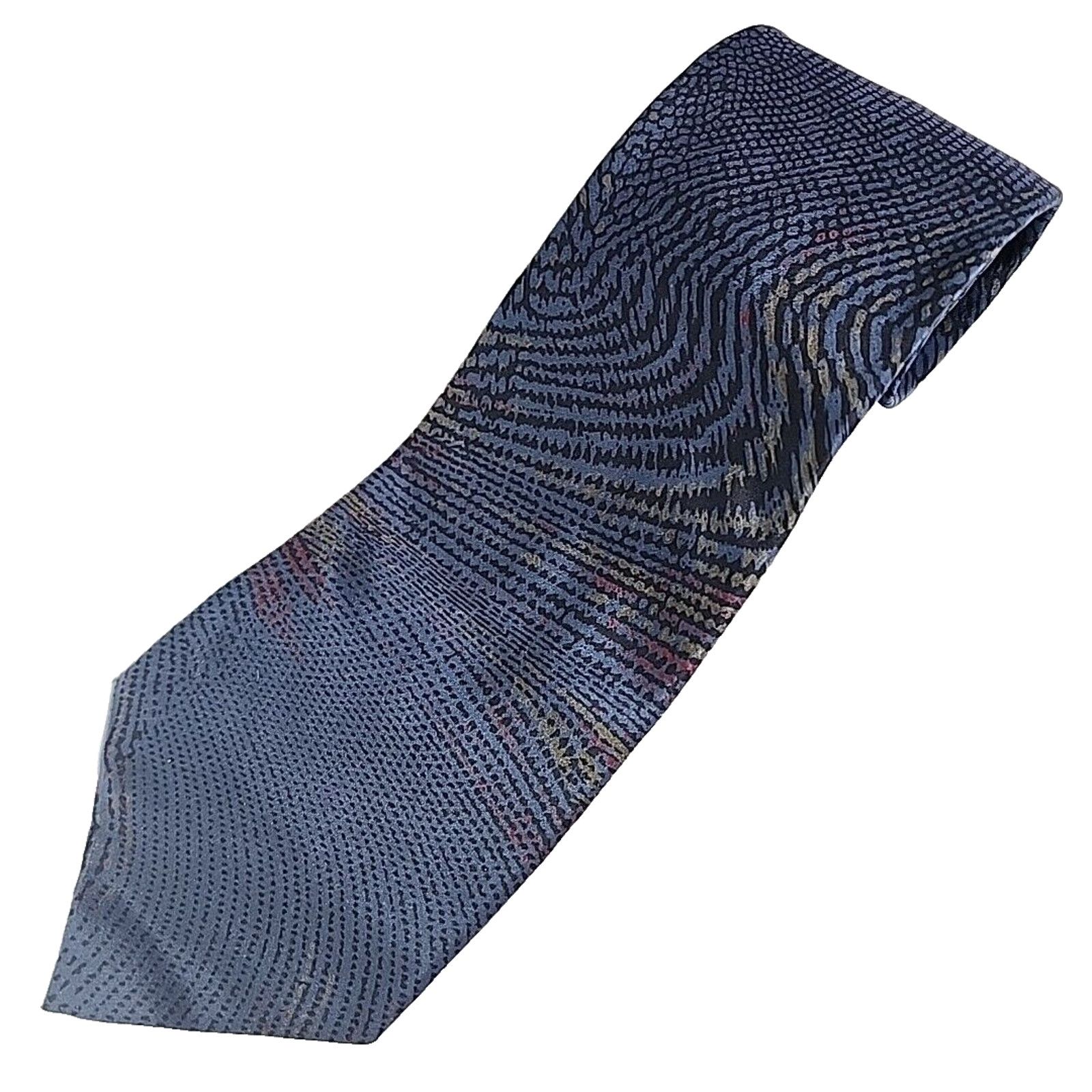 Vintage Torriani Silk Necktie, Blue Abstract Wave Pattern - Italy Size ONE SIZE - 1 Thumbnail