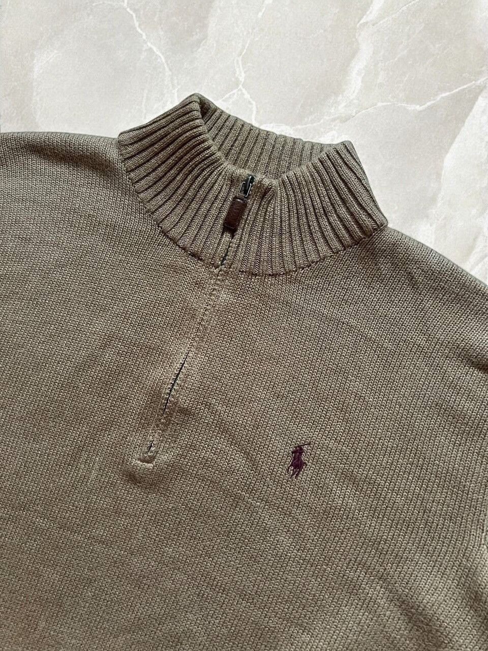 Polo Ralph Lauren VINTAGE COTTON Quarter Zip 1/4 Sweater Heavy Knit Size US L / EU 52-54 / 3 - 7 Thumbnail