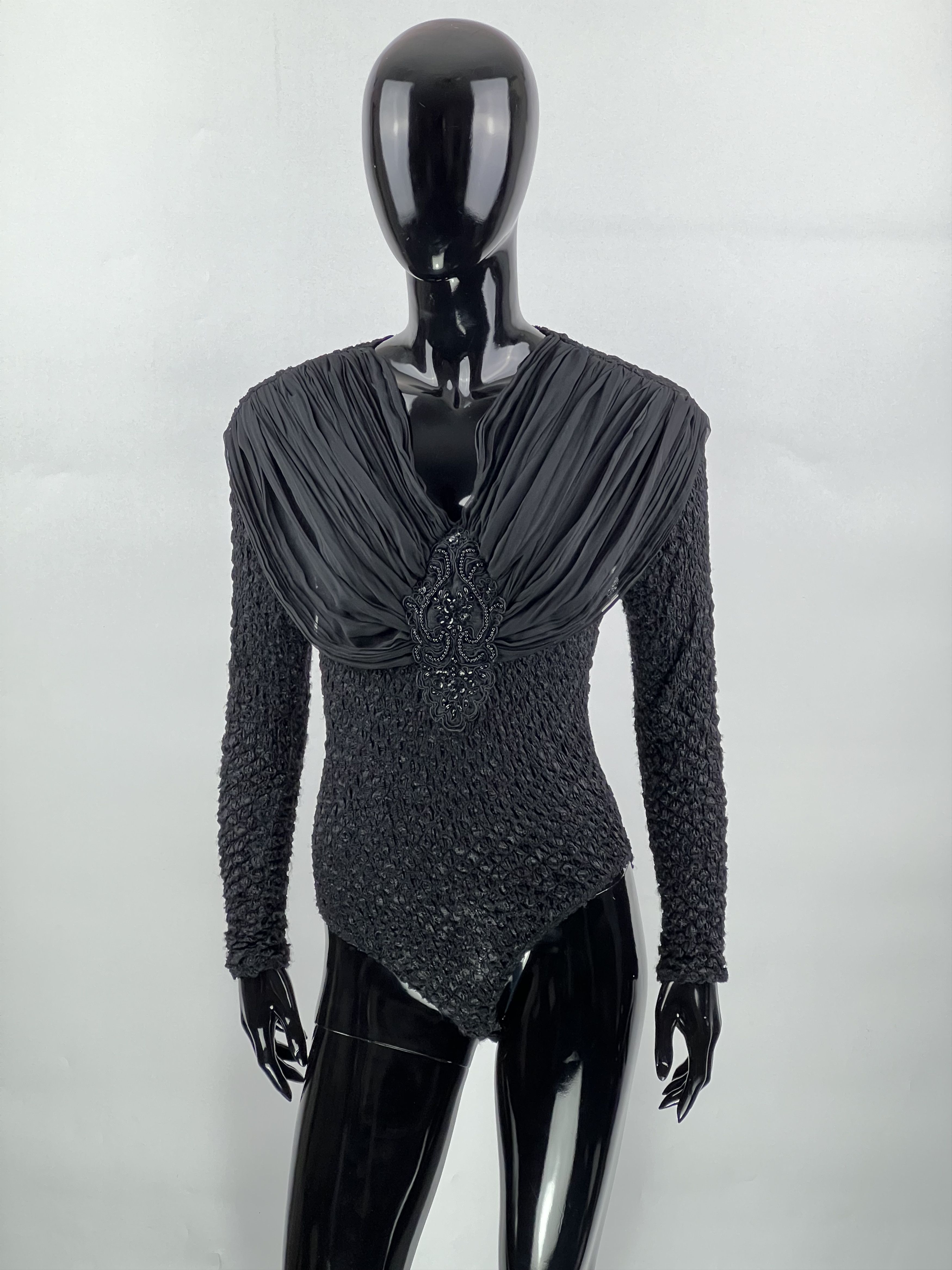 Designer × Vintage Rare Vintage Georges Barhel Black Bodysuit Size 1 XS/S Size S / US 4 / IT 40 - 1 Thumbnail